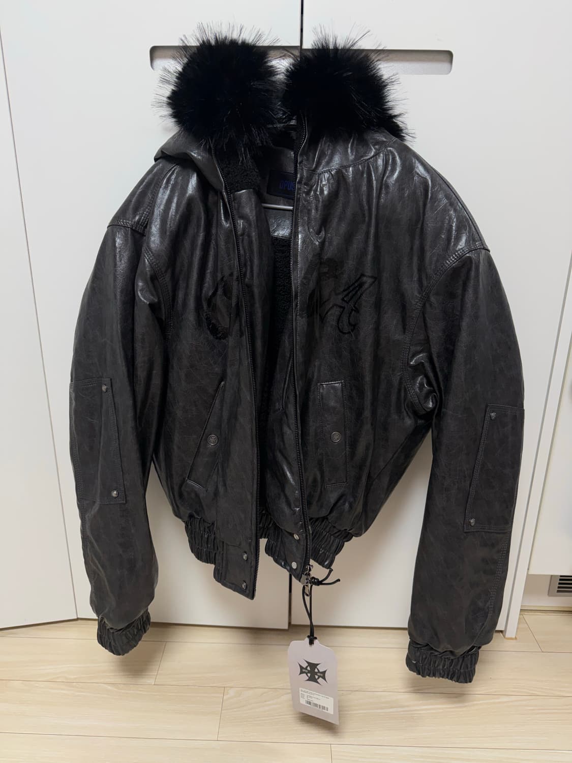 오퍼스 후드 레더 봄버 자켓 S 상품이미지1