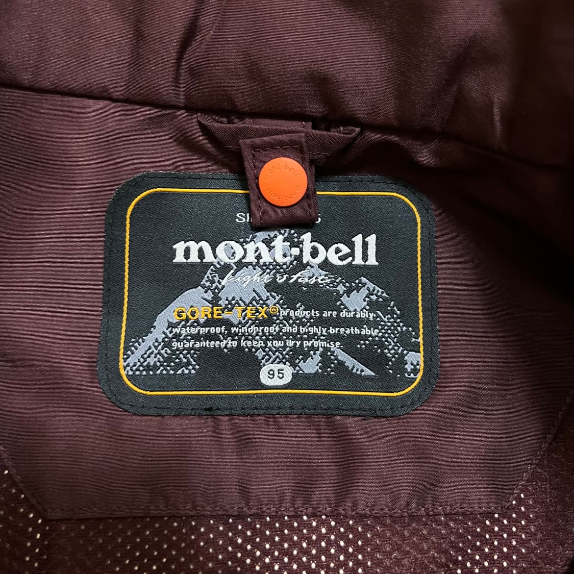 몽벨 고어텍스 배색 하이넥 바람막이 자켓 [오렌지] M/95 상품이미지7
