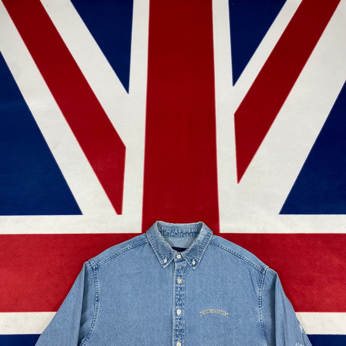 디스이즈네버댓 데님셔츠 M 실측 L  상품이미지2