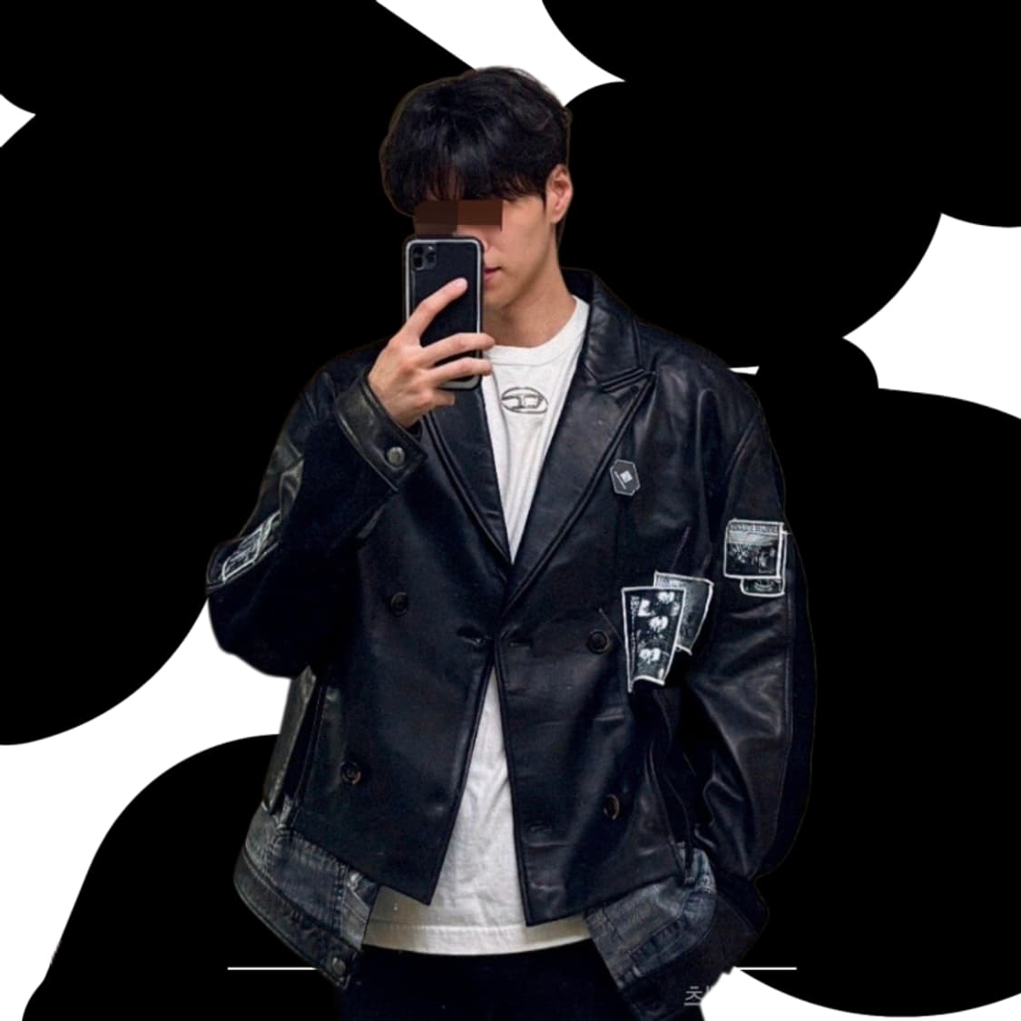 새제품L) 자라 x 앤더슨벨 컴바인드 니트 앤 레더 가죽자켓 블랙 상품이미지3