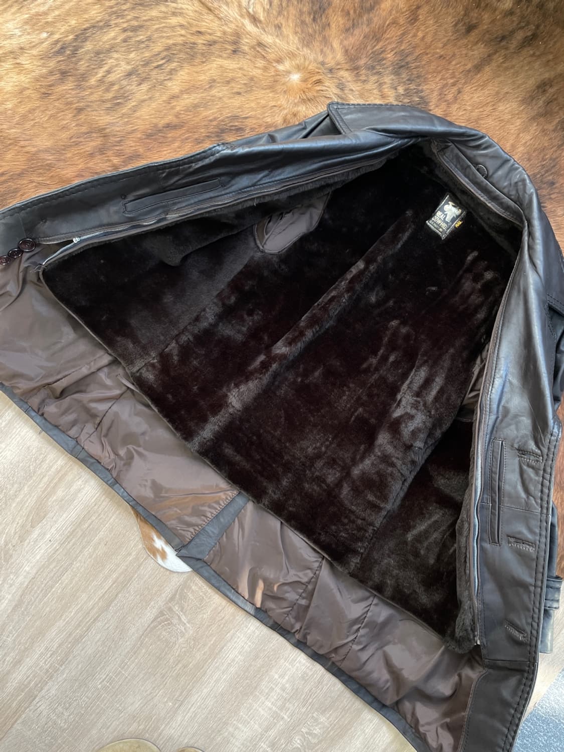 빈티지 더블 레더 코트 상품이미지6