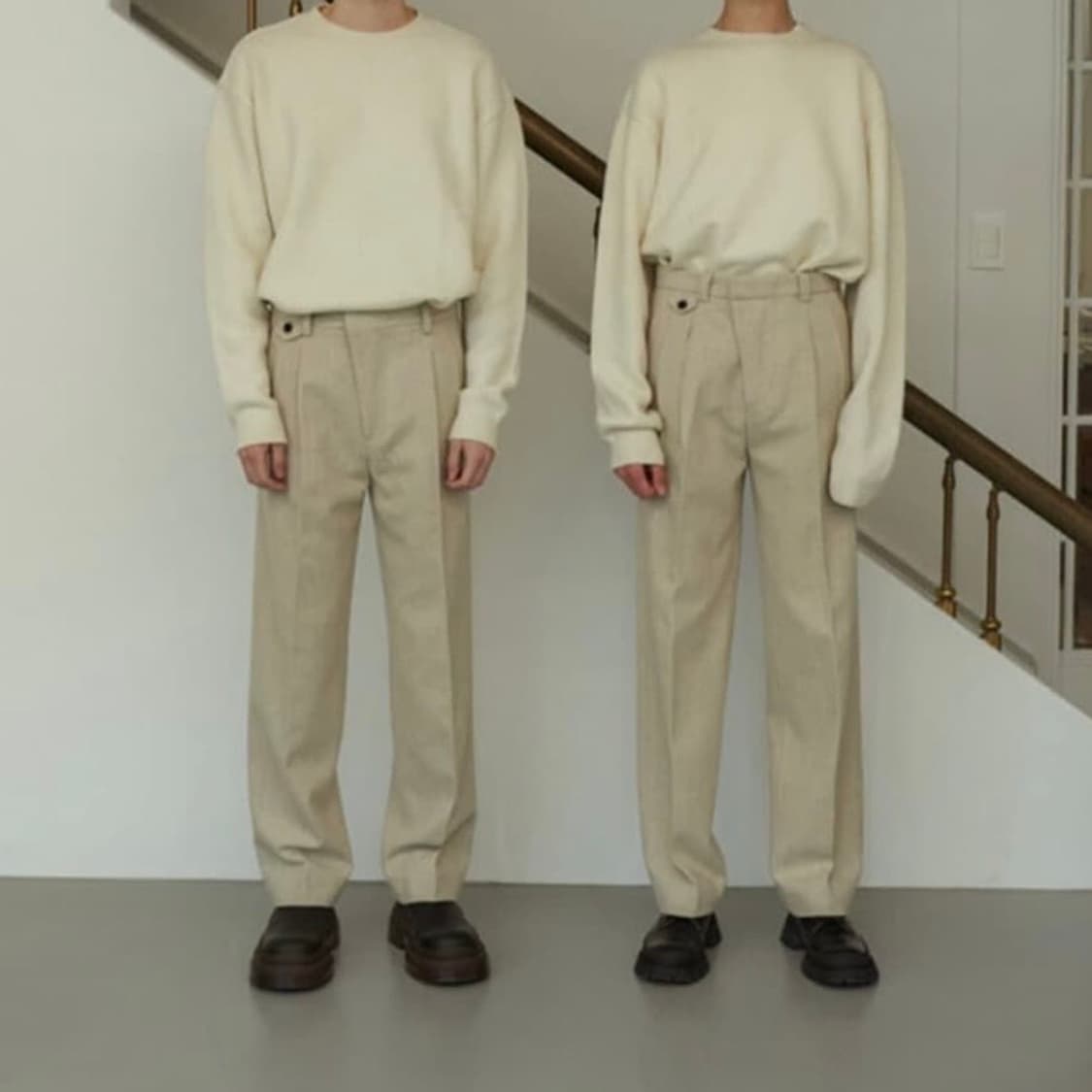 L STU 투턱 모직 울 슬랙스 팬츠 상품이미지1