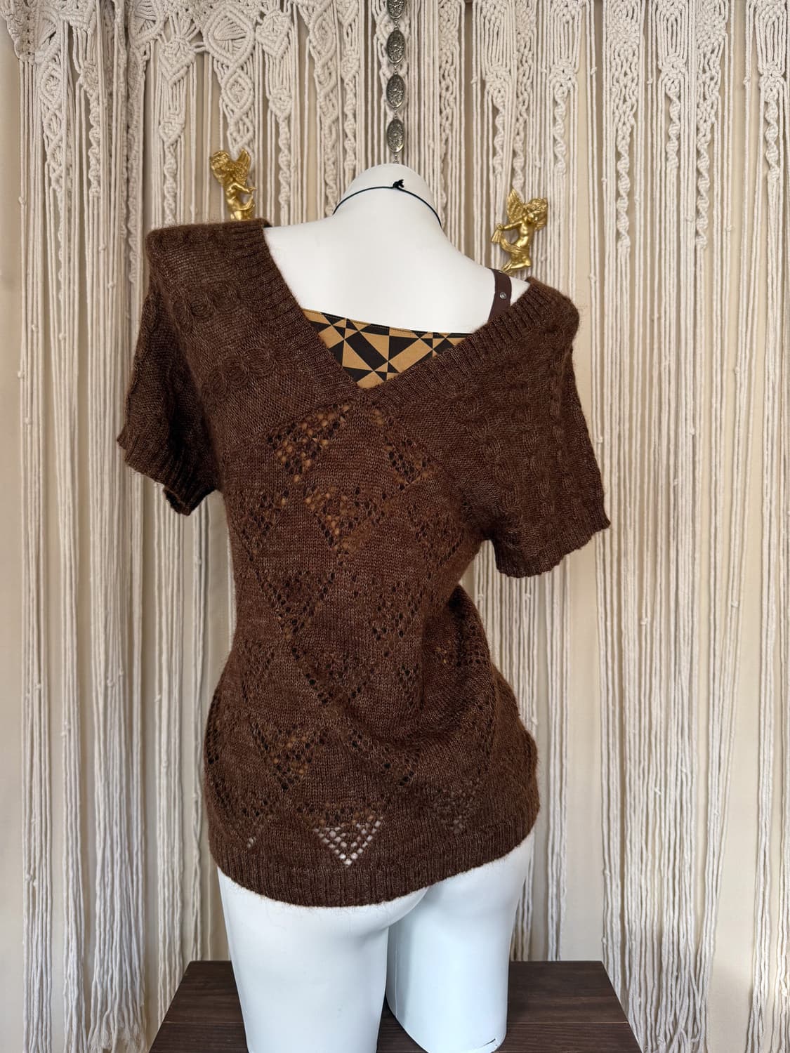Cable Crochet V-Neck Knit 0024 상품이미지4