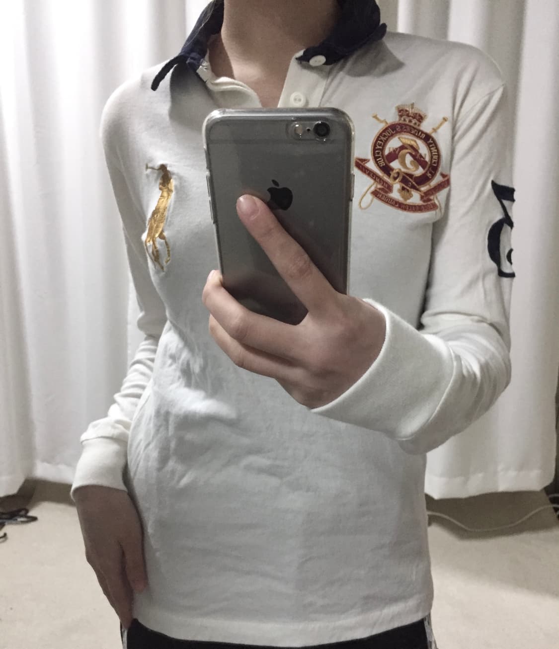 폴로 랄프로렌 흰골 화이트 골드 빅포니 카라 긴팔 티셔츠 상품이미지1
