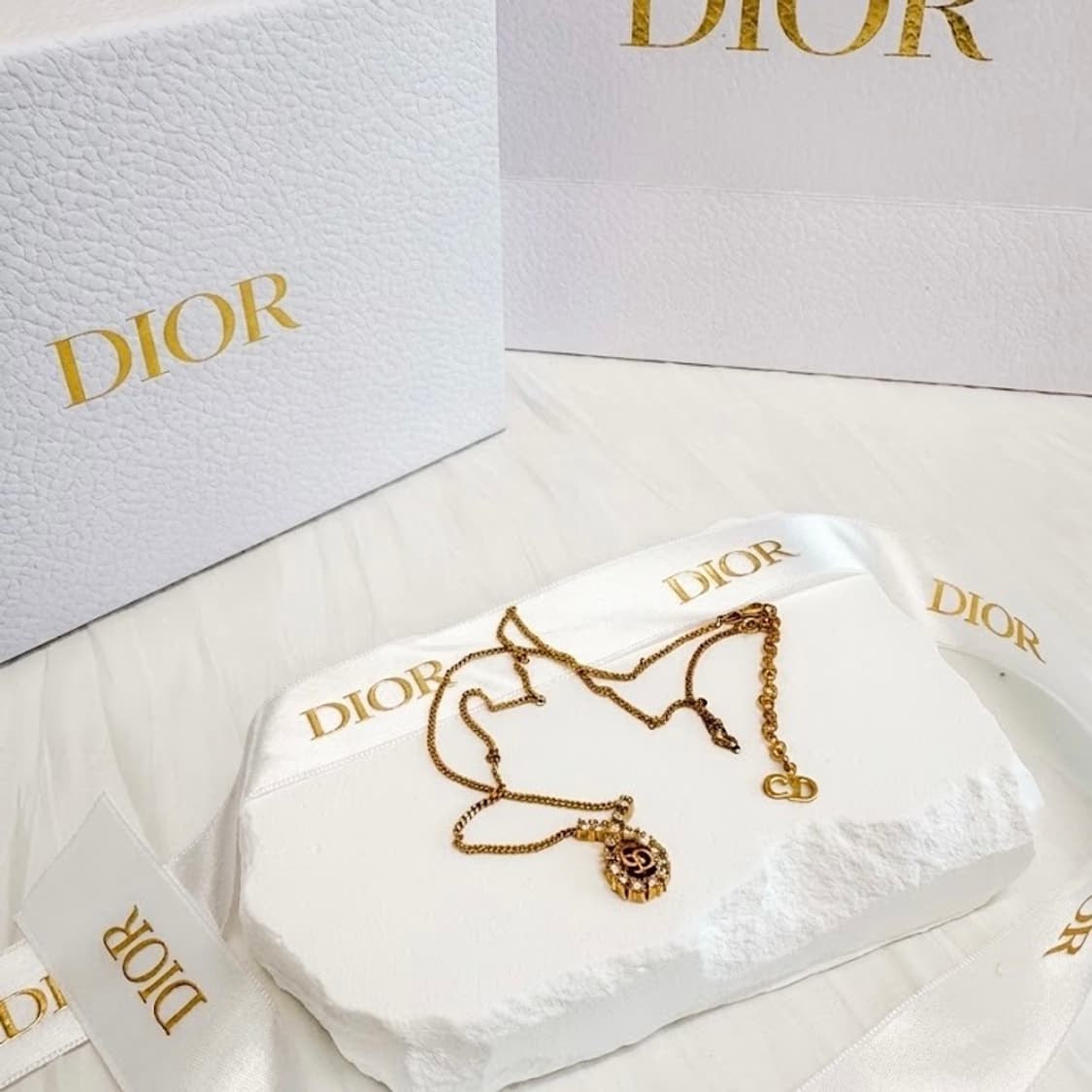 👑[눈부심주의] 디올 빈티지 라인스톤 CD 드롭 목걸이 상품이미지2