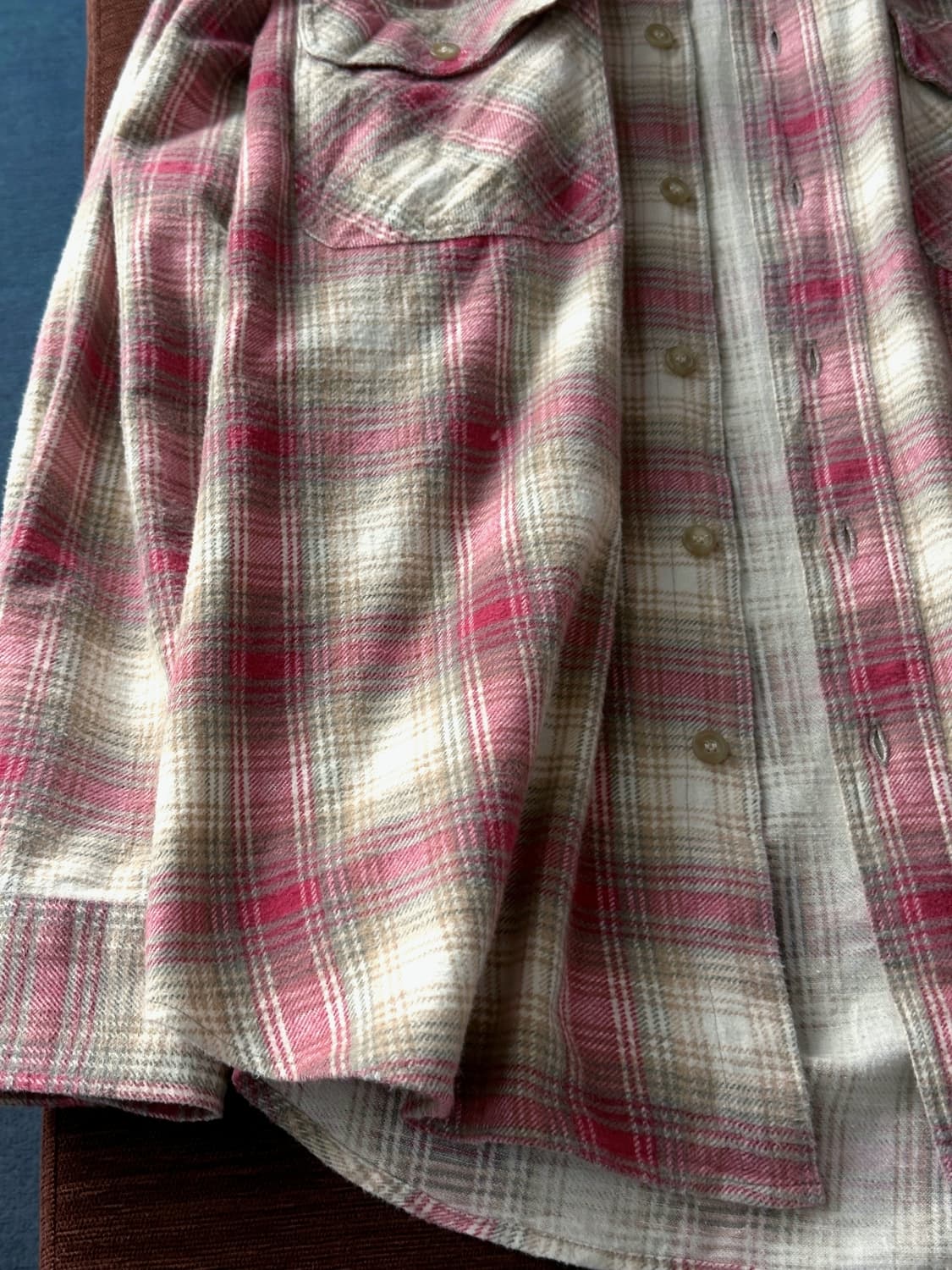 Cotton woven nel check wide shirt 상품이미지4