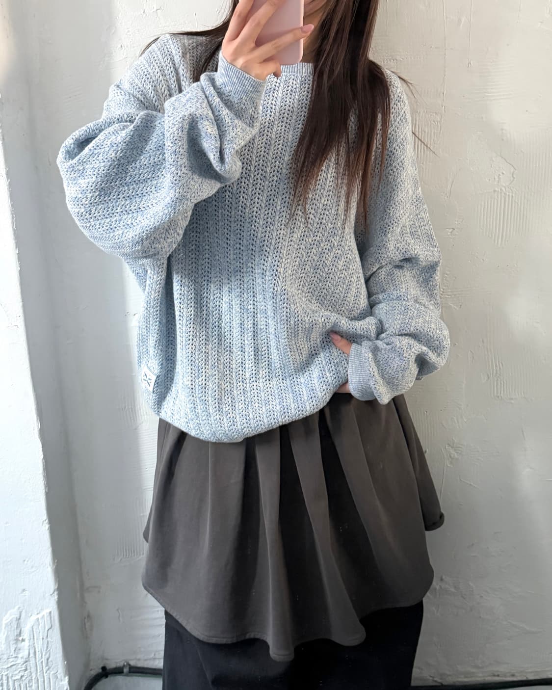 Satur 새터 스카이블루컬러 크로셰 니트 상품이미지1