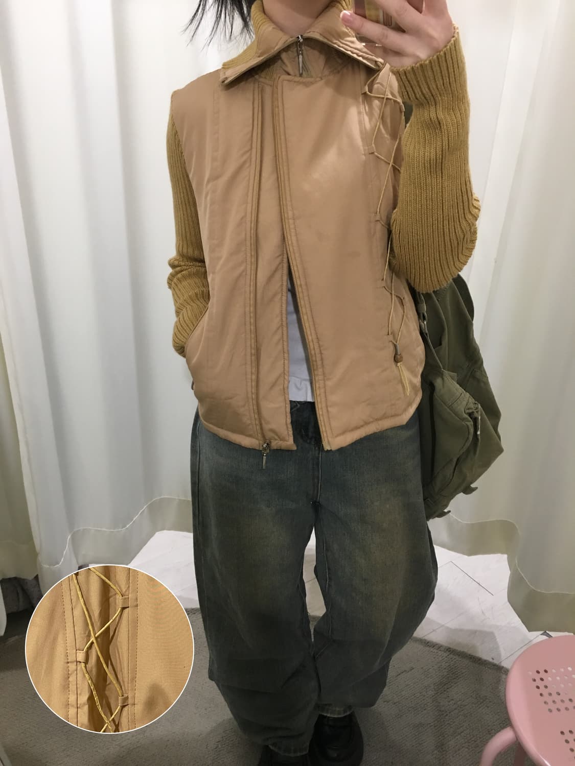 Knit-Sleeve Highneck Puffer 상품이미지1