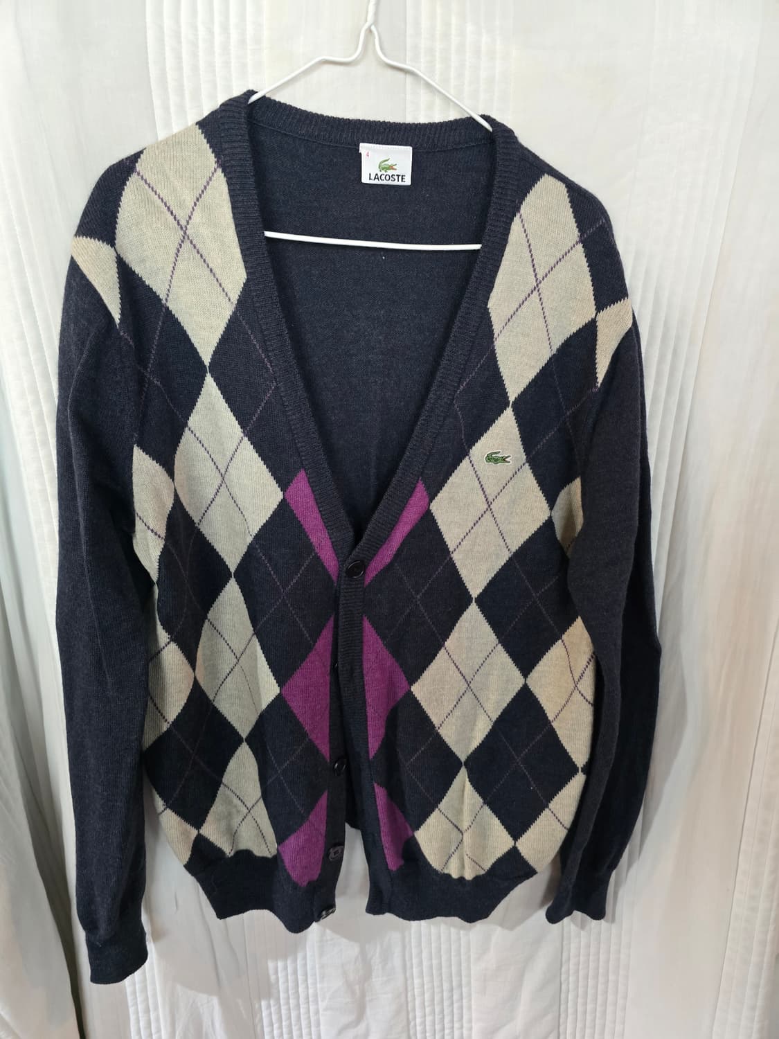 라코스테 아가일 패턴 가디건 상품이미지2