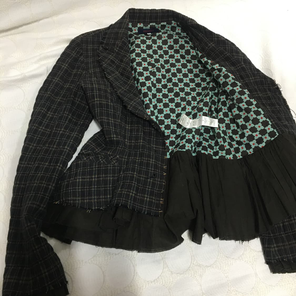 Kenzo 올풀린 밑단 체크 자켓 상품이미지4