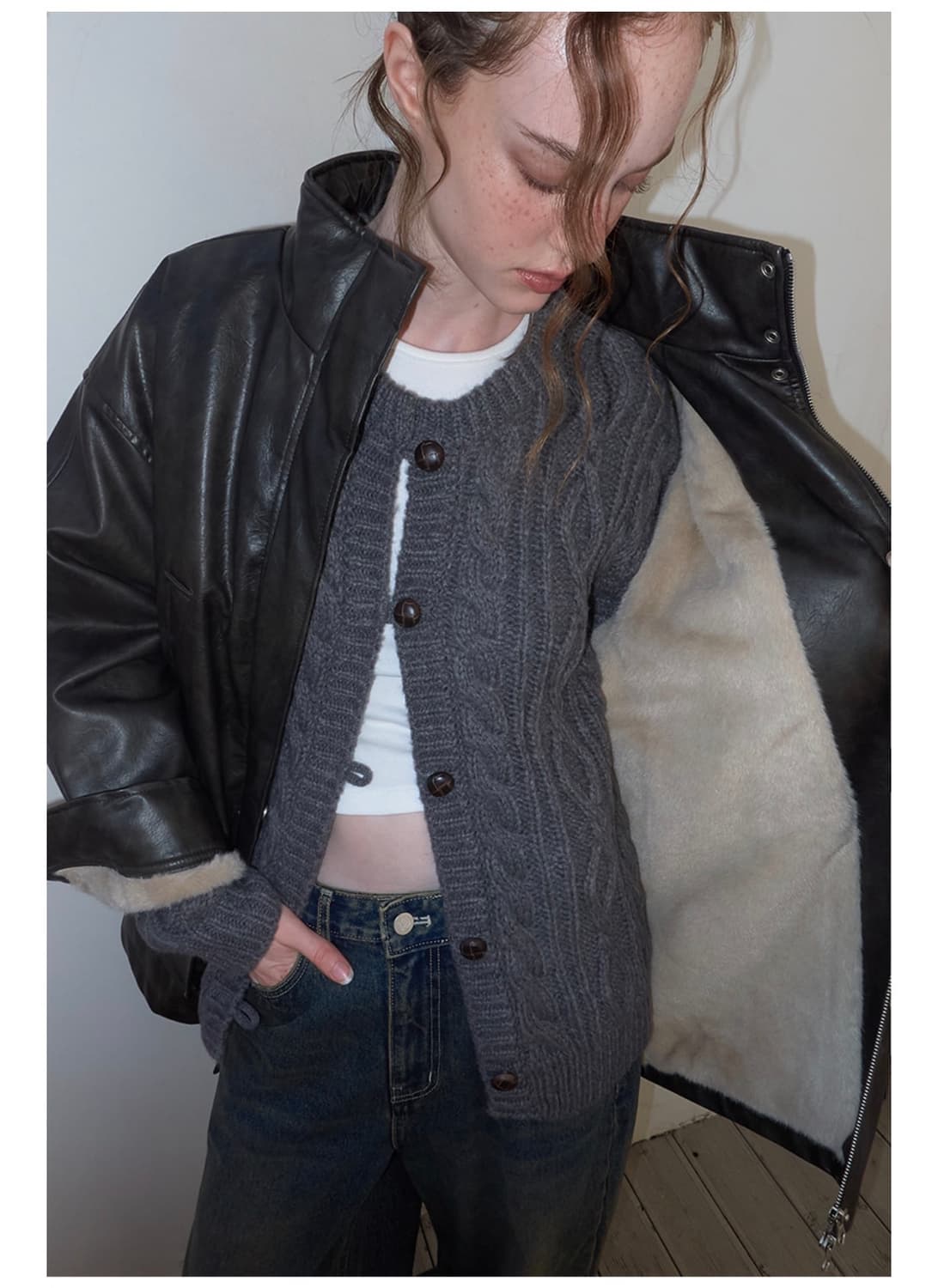 에트몽 레더 퍼 코트  상품이미지1