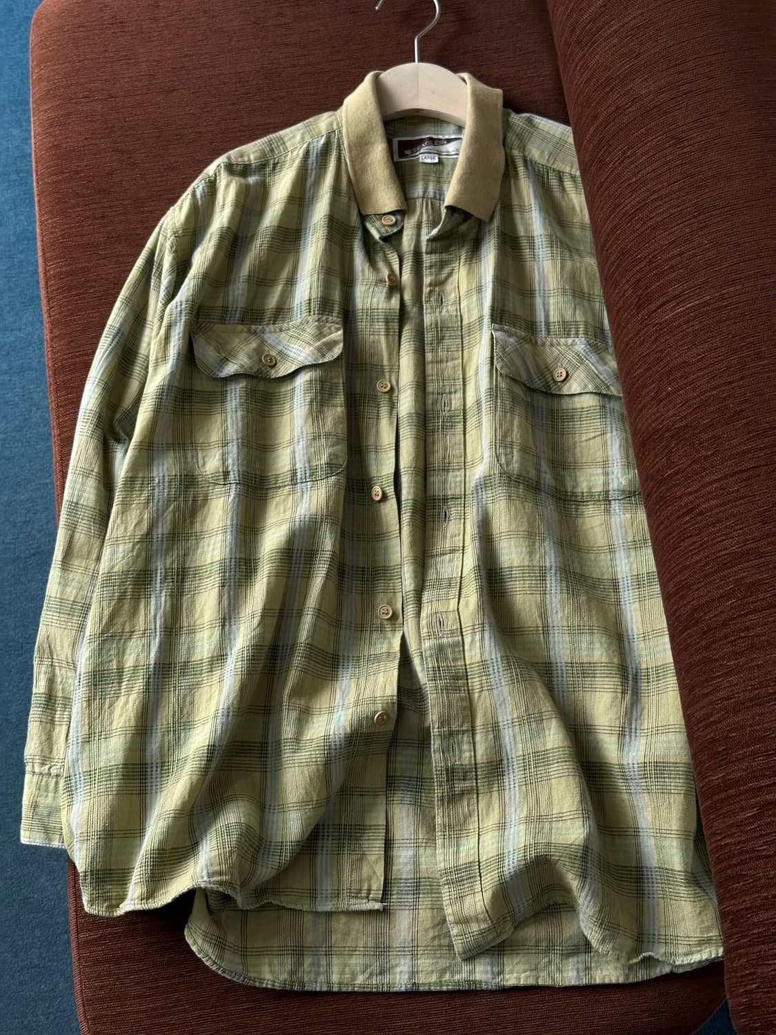 Light cotton wide silhouette check shirt 상품이미지3