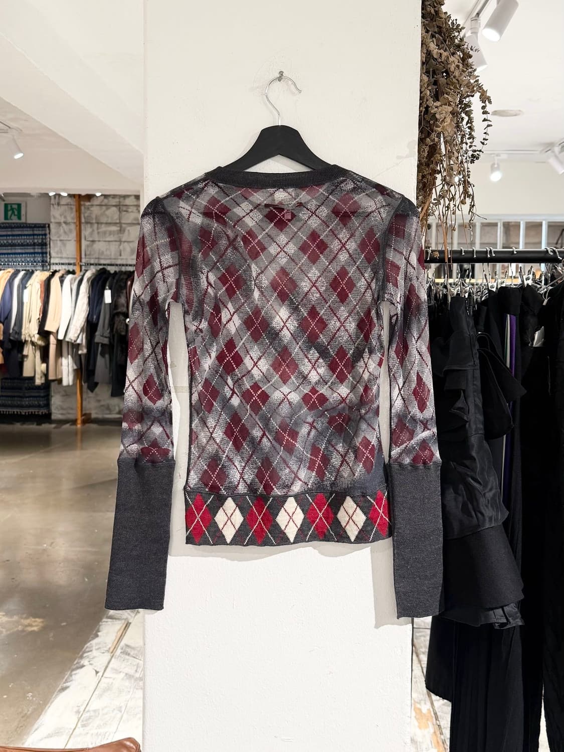 장 폴 고티에 04fw 아가일 스웨터 시스루 메쉬 탑 상품이미지6