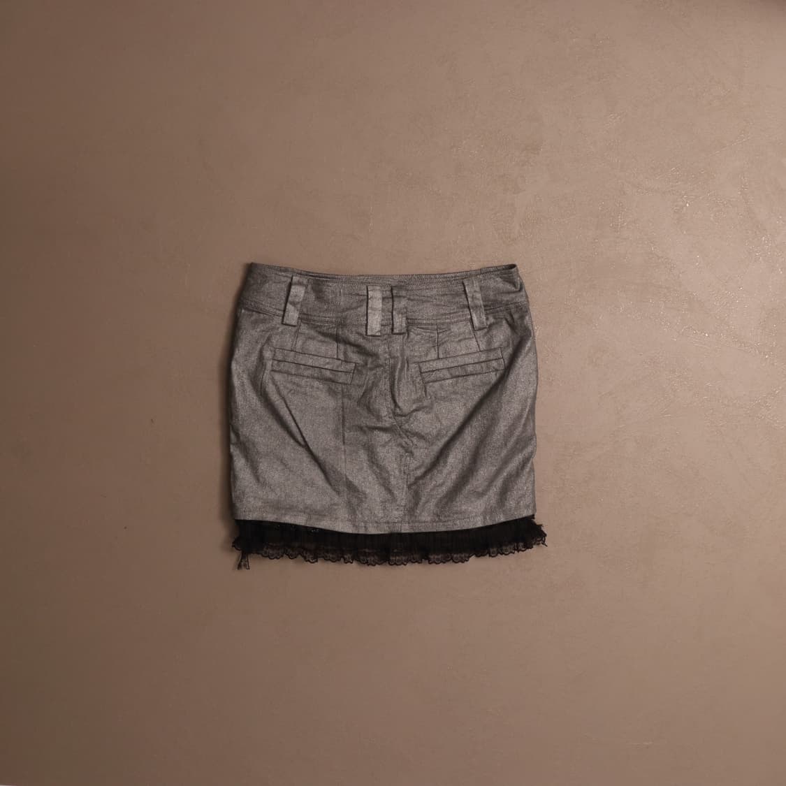 일본빈티지 코팅 레이스 펑크 갸루 미니스커트 A473 상품이미지6
