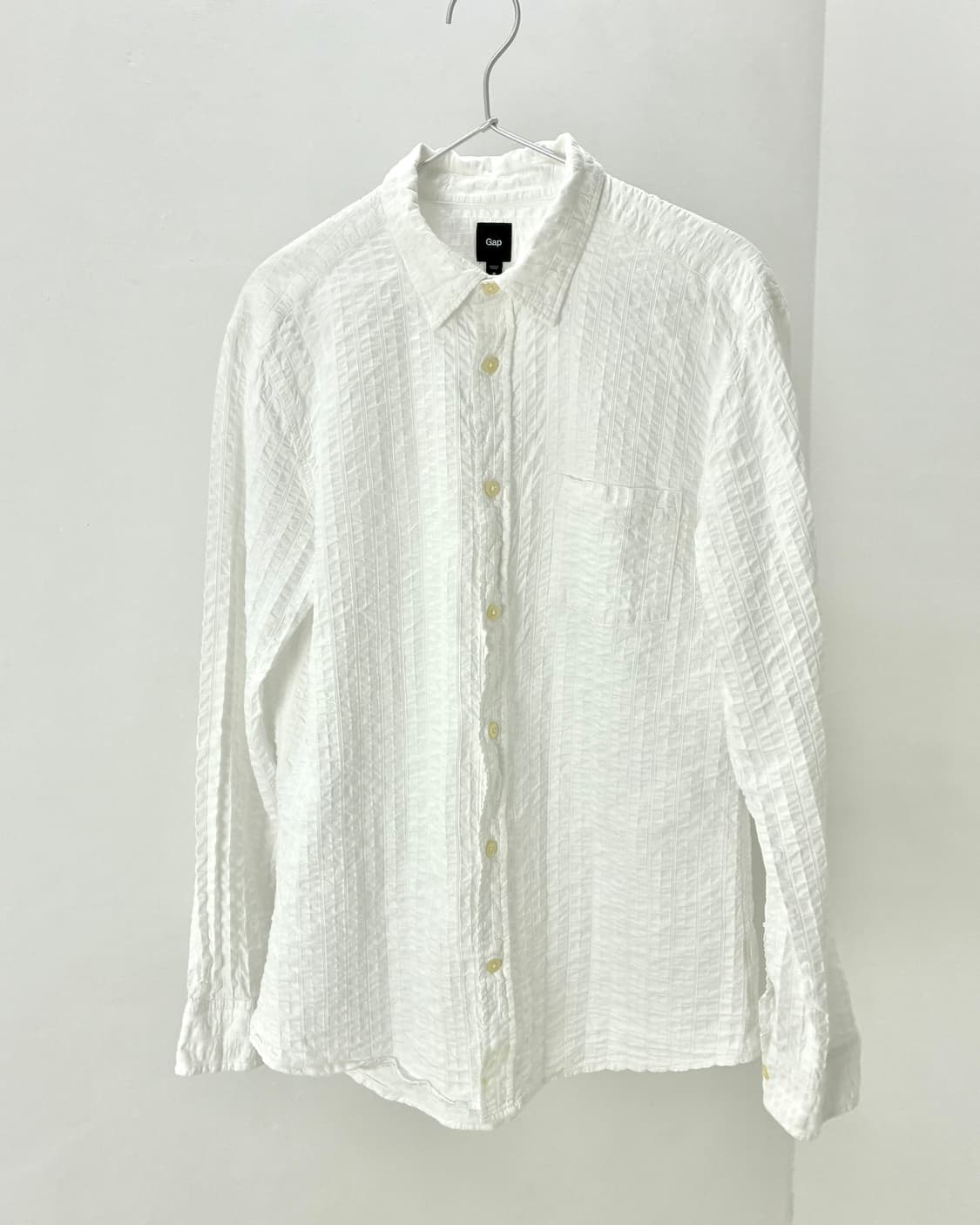 seersucker texture white shirt 상품이미지1