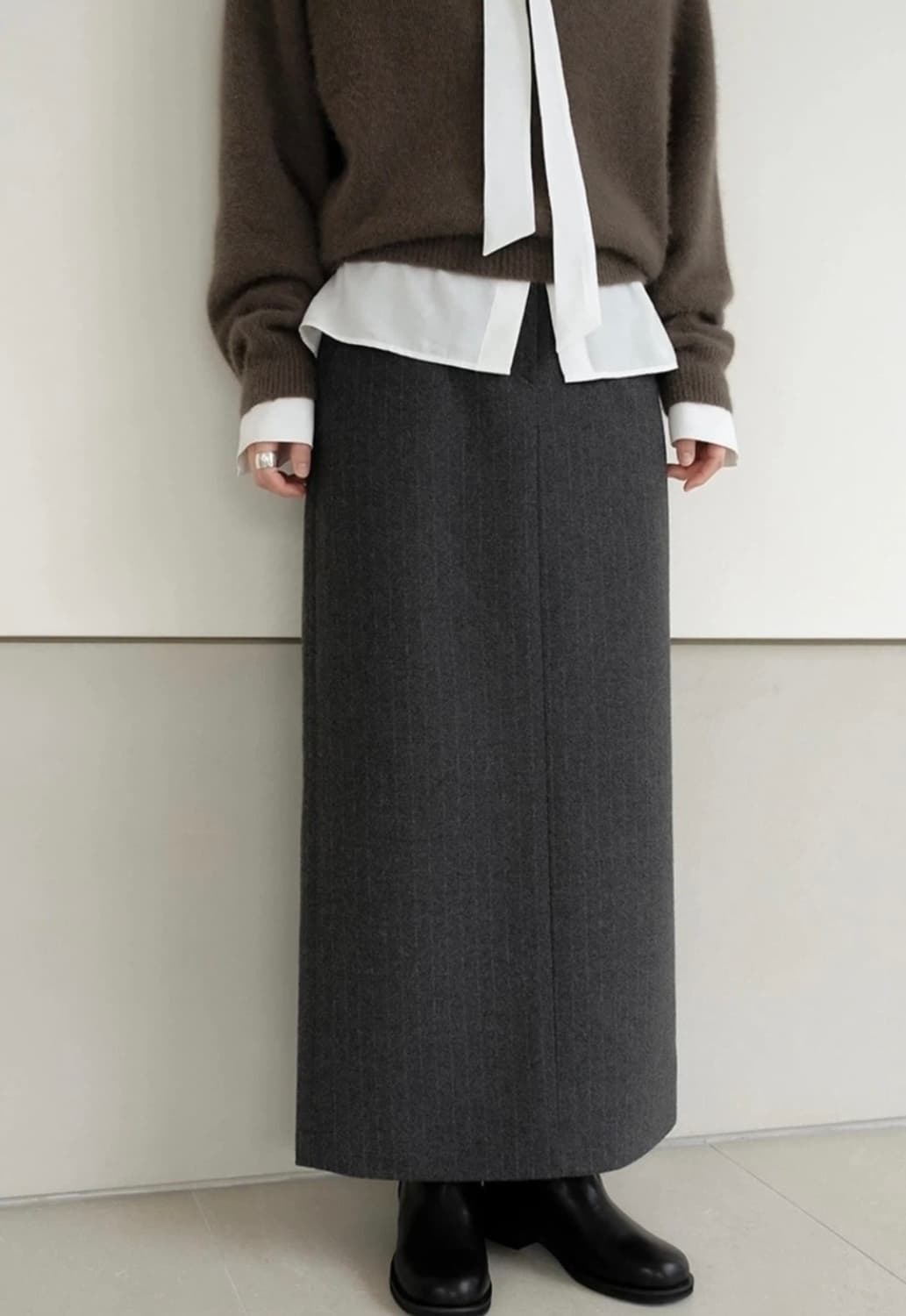 (새상품) 하우투러브미 스트라이프 기모 스커트 M  상품이미지1