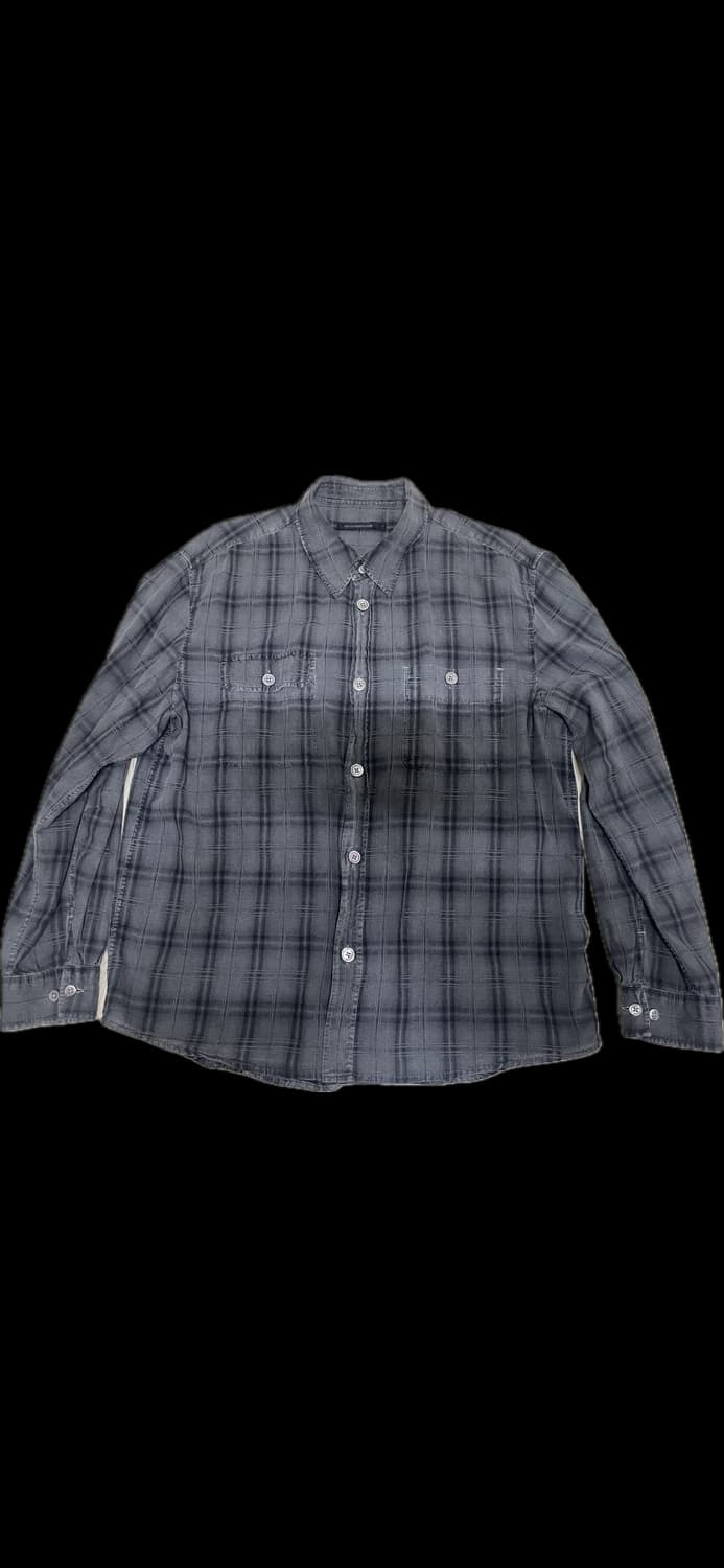 해칭룸 2Pk 셔츠 롱 오버 다이드 체크 그레이 상품이미지2