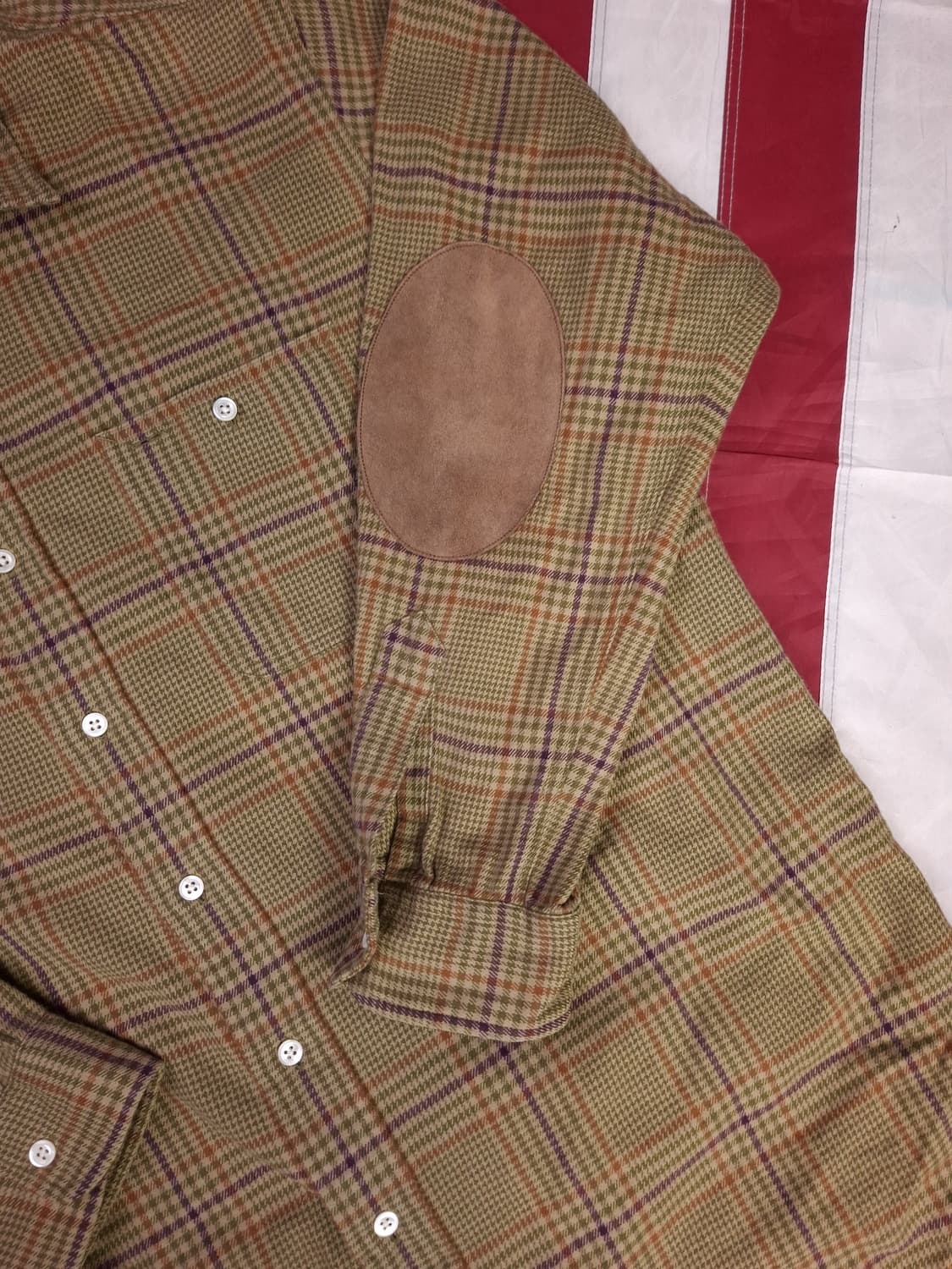 오리지날 폴로랄프로렌 스웨이드 엘보우 글렌 체크 셔츠 상품이미지3