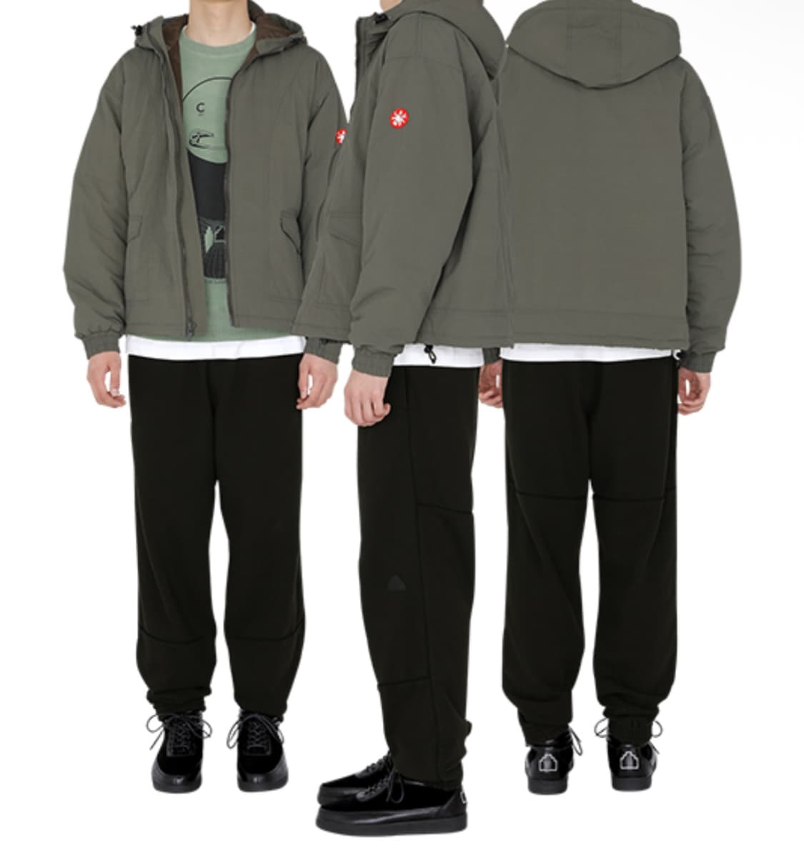 [XL] 카브엠트 나일론 후드 집 봄버 자켓 카키 상품이미지5