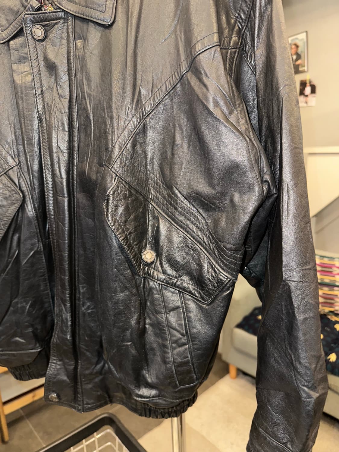 90’s Japanese cow-leather bomber jacket 상품이미지7