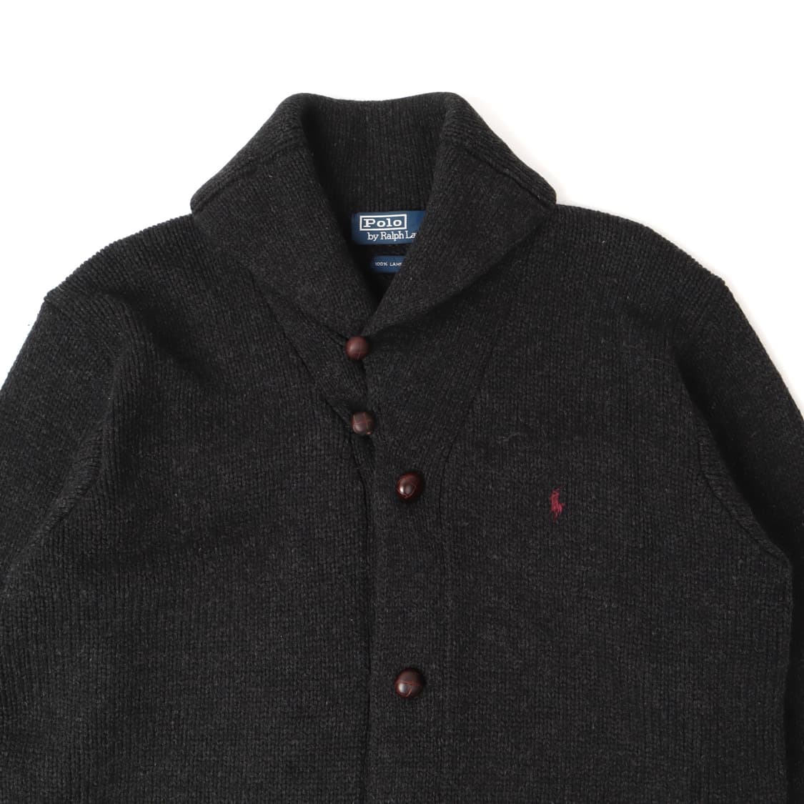 폴로 랄프로렌 챠콜 우드버튼 헤비 울 숄카라 가디건 상품이미지2