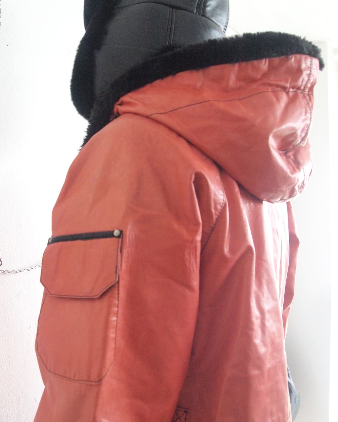 christian lacroix 퍼 후드 레더자켓 상품이미지5