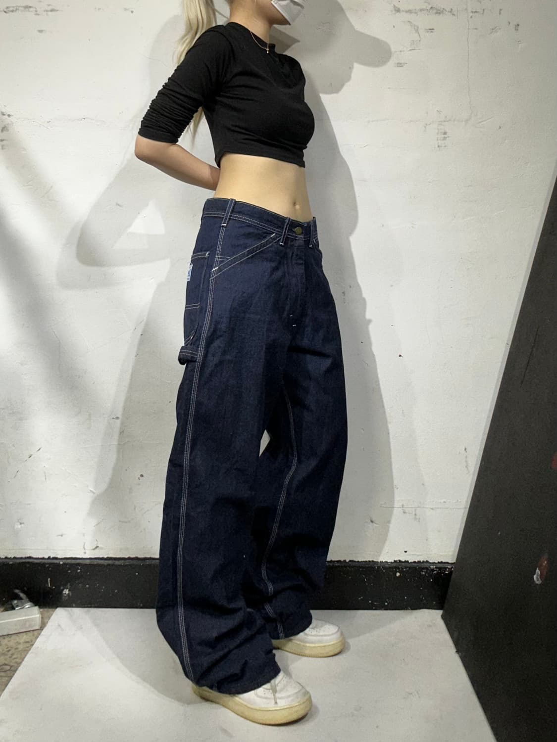 리 진청 카펜터 워크 팬츠 와이드 데님 팬츠 청바지 S 상품이미지1