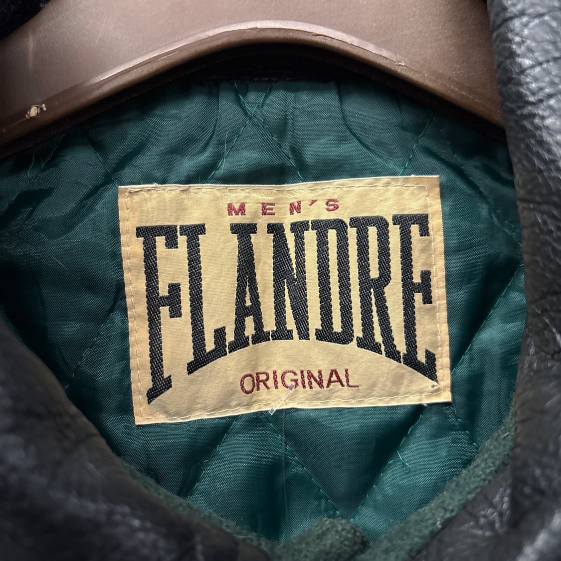 80s 맨즈 플랑드레 엠브로이드 울 레더 후드 바시티 자켓 N936 상품이미지8