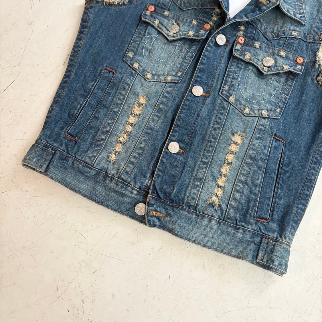 00s 트루릴리젼 빈티지 데님 베스트 L 상품이미지3