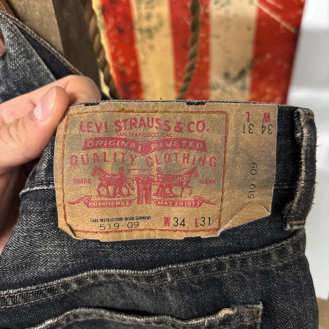 00s 리바이스 519 재팬라인 그런지 데미지 워싱 데님팬츠 N1000  상품이미지8