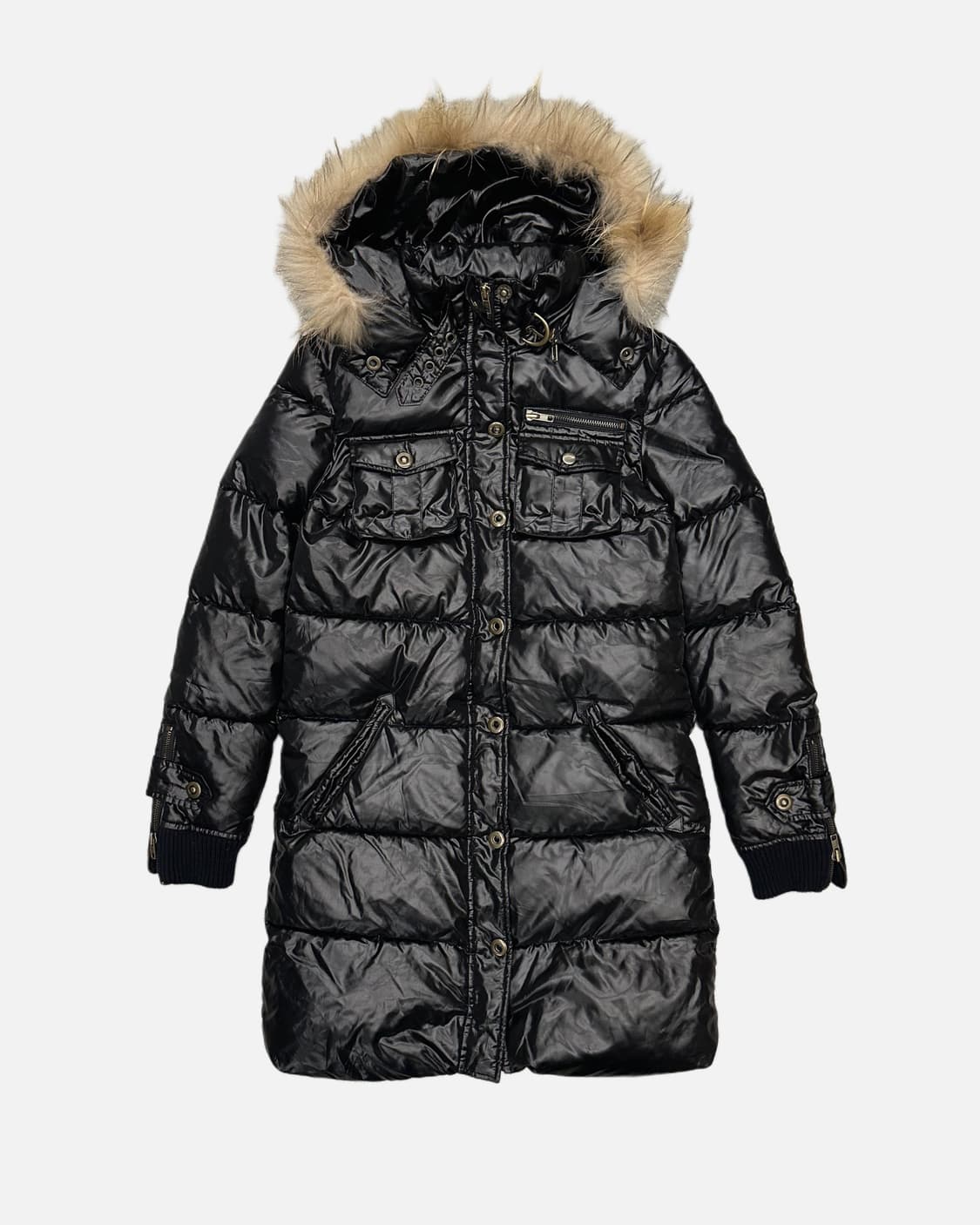 punk black fur hood padding 상품이미지2