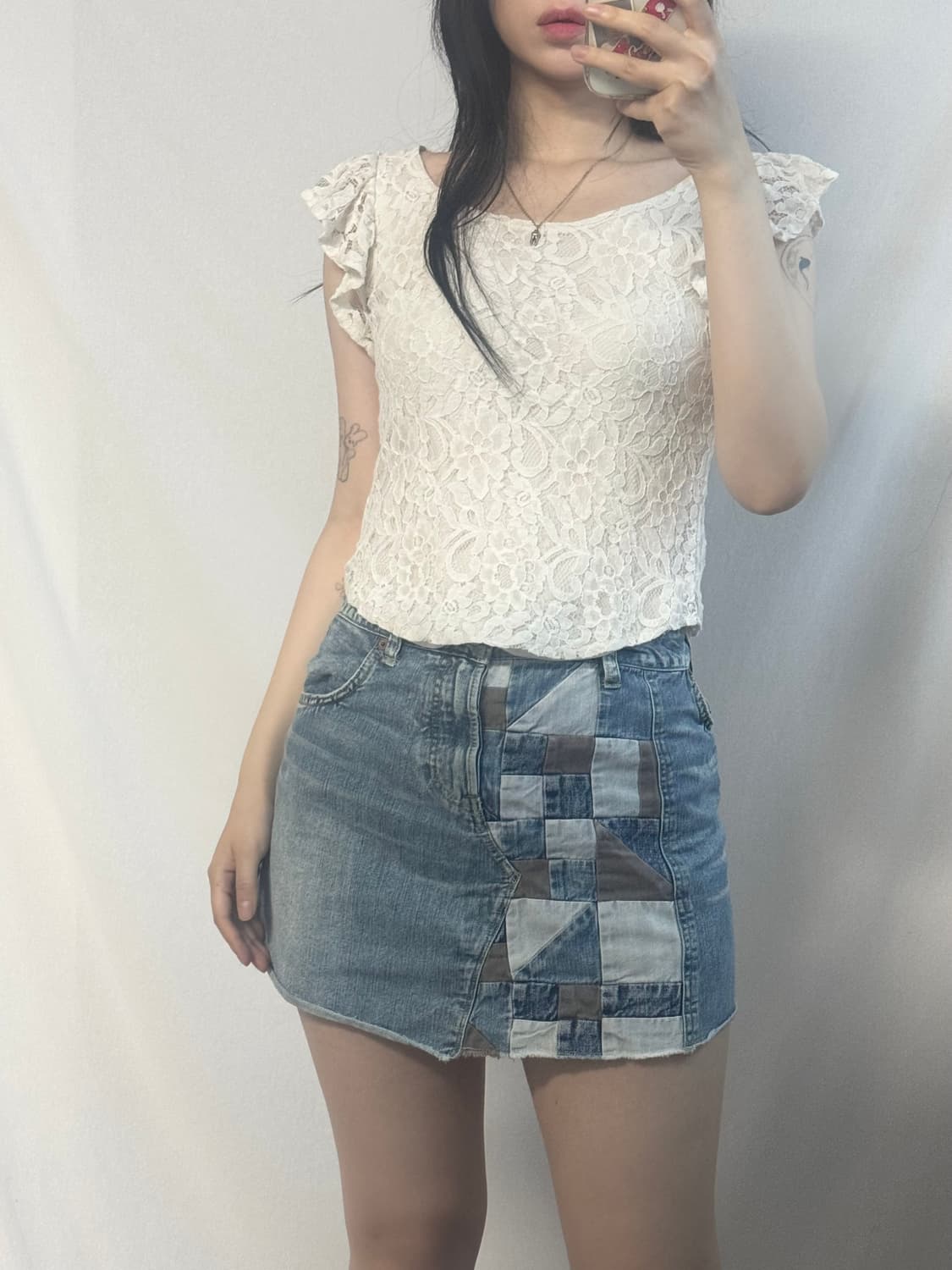 셔링 레이스 탑 패치 데님 머플러 4pcs SET(단품 구매 가능) 상품이미지4