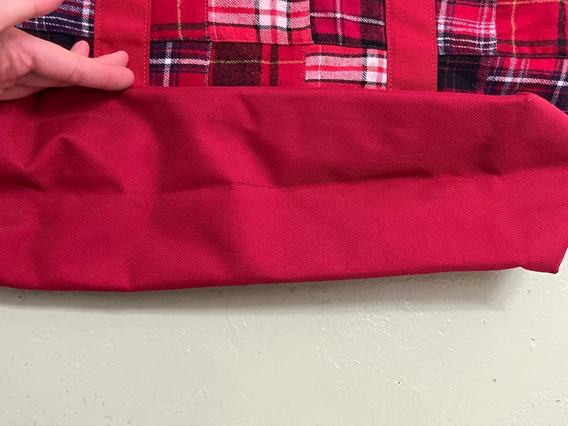 이스트보이 레드 패치워크 체크 토트백 🍝 상품이미지8