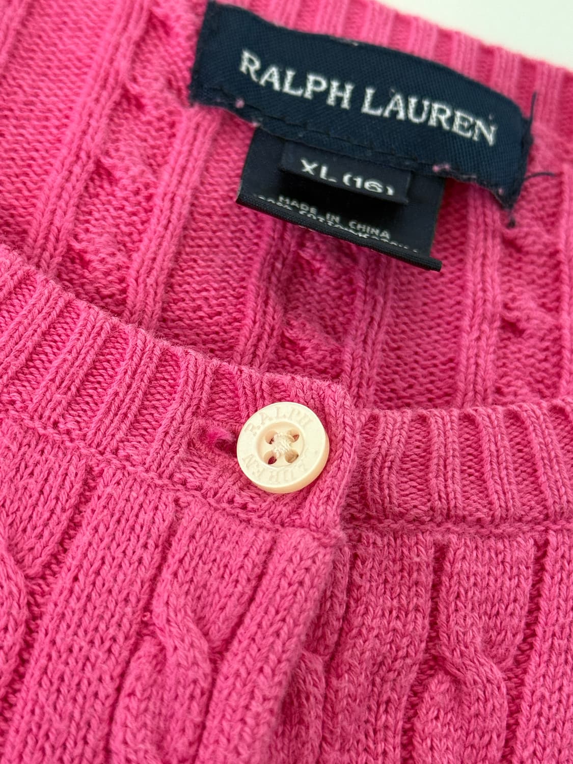 폴로 랄프러렌 핑크 코튼 케이블 가디건 상품이미지4