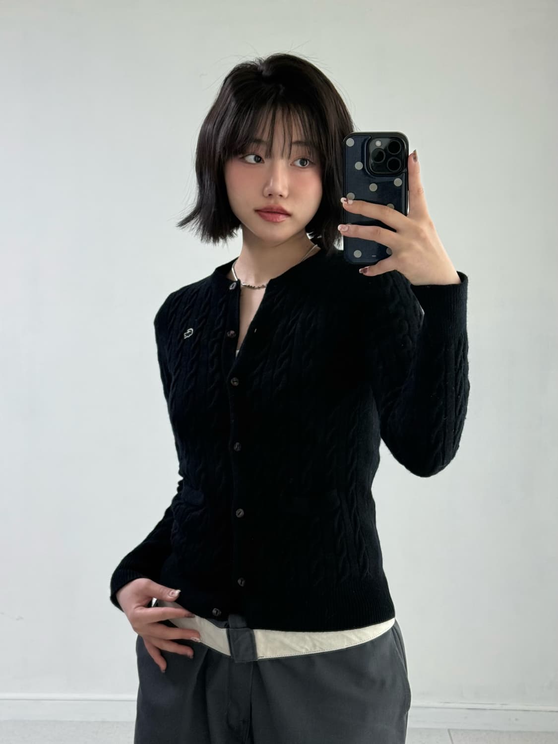 라코스테 블랙 딱붙 가디건 상품이미지4