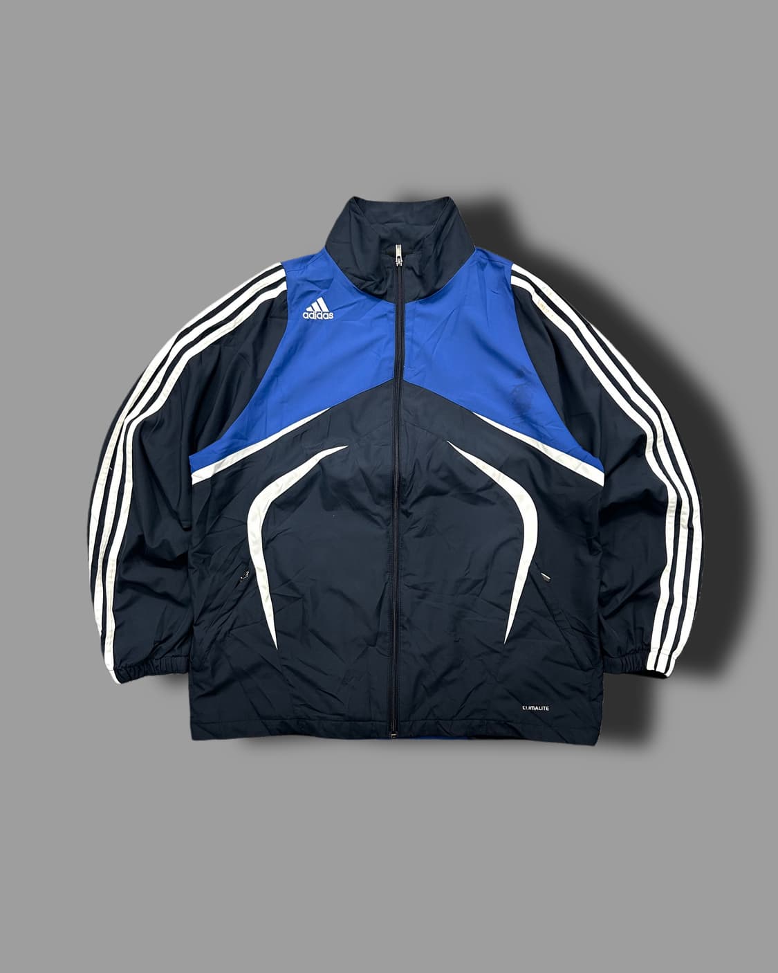 아디다스 블루 배색 삼선 바람막이 L 상품이미지4