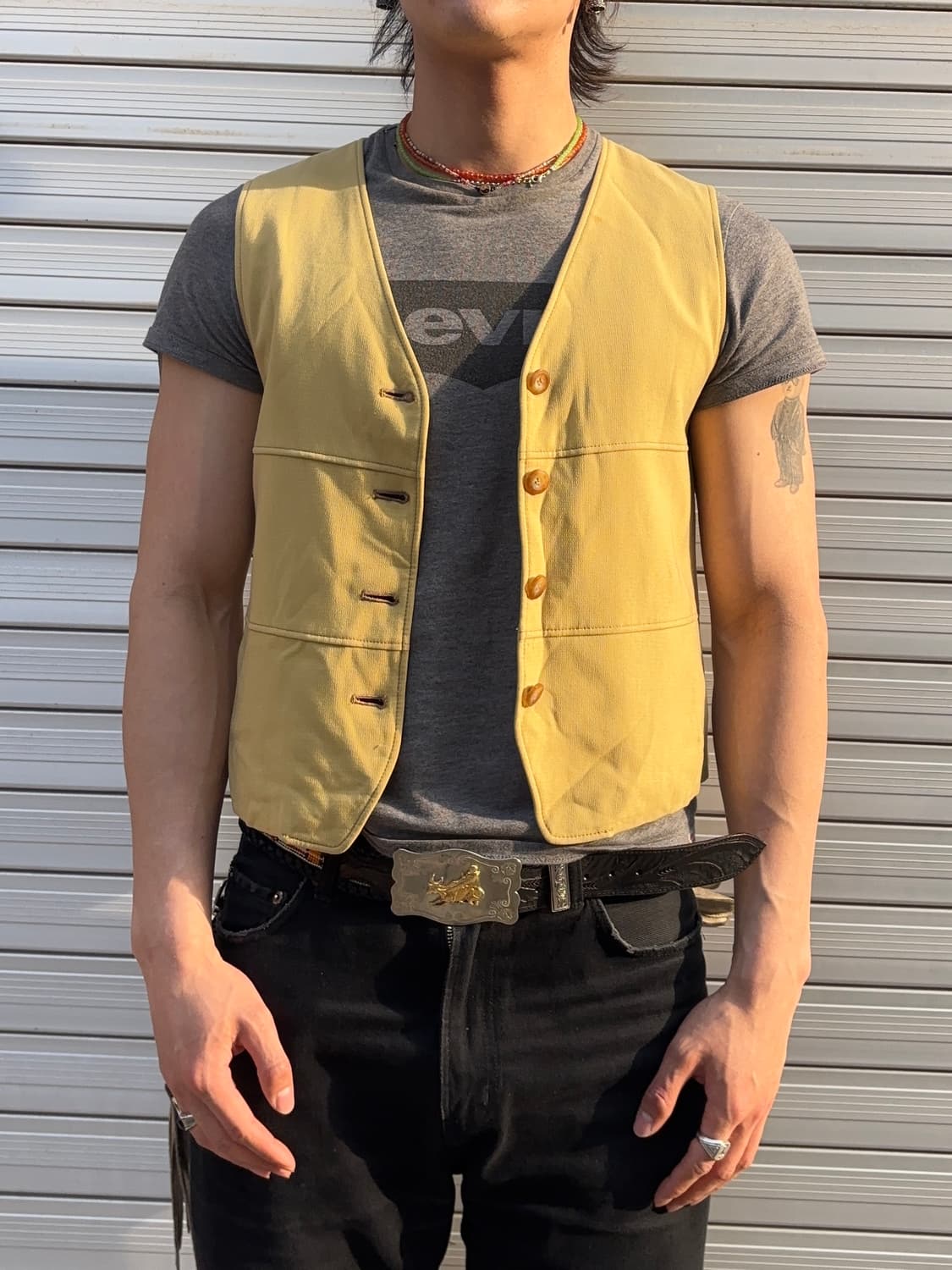 Vintage Mustard Tailored Vest 상품이미지2