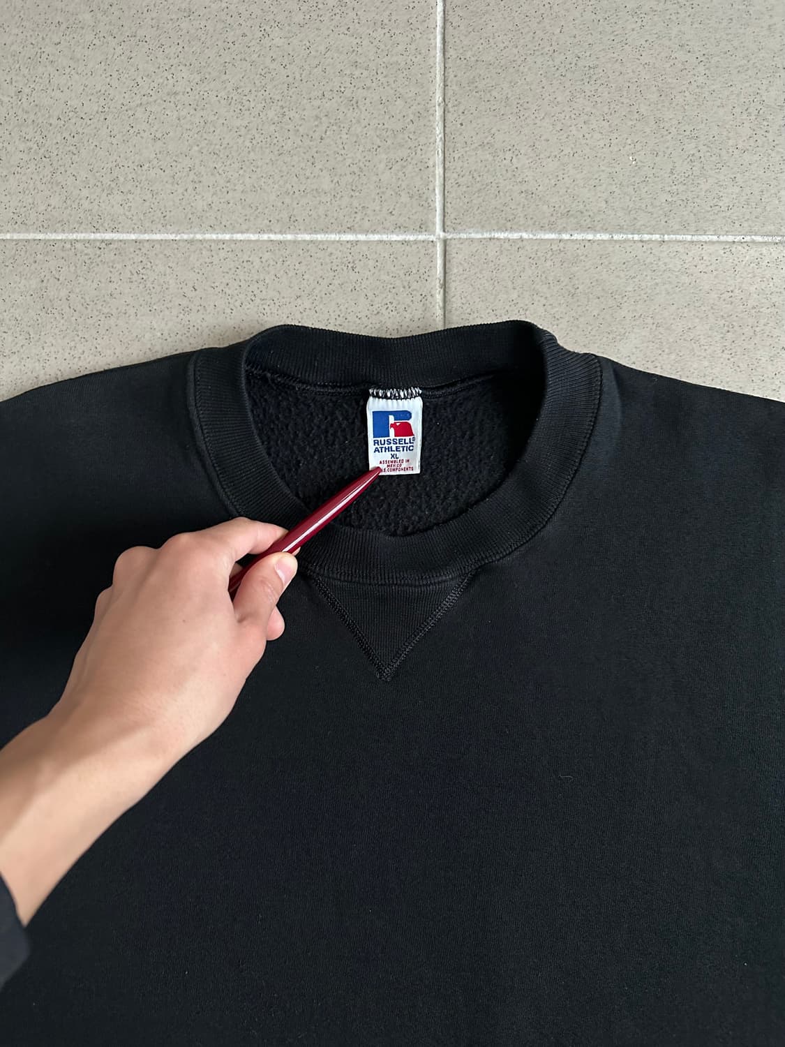 90s 빈티지 러셀 스웻셔츠 블랙 XL 상품이미지4