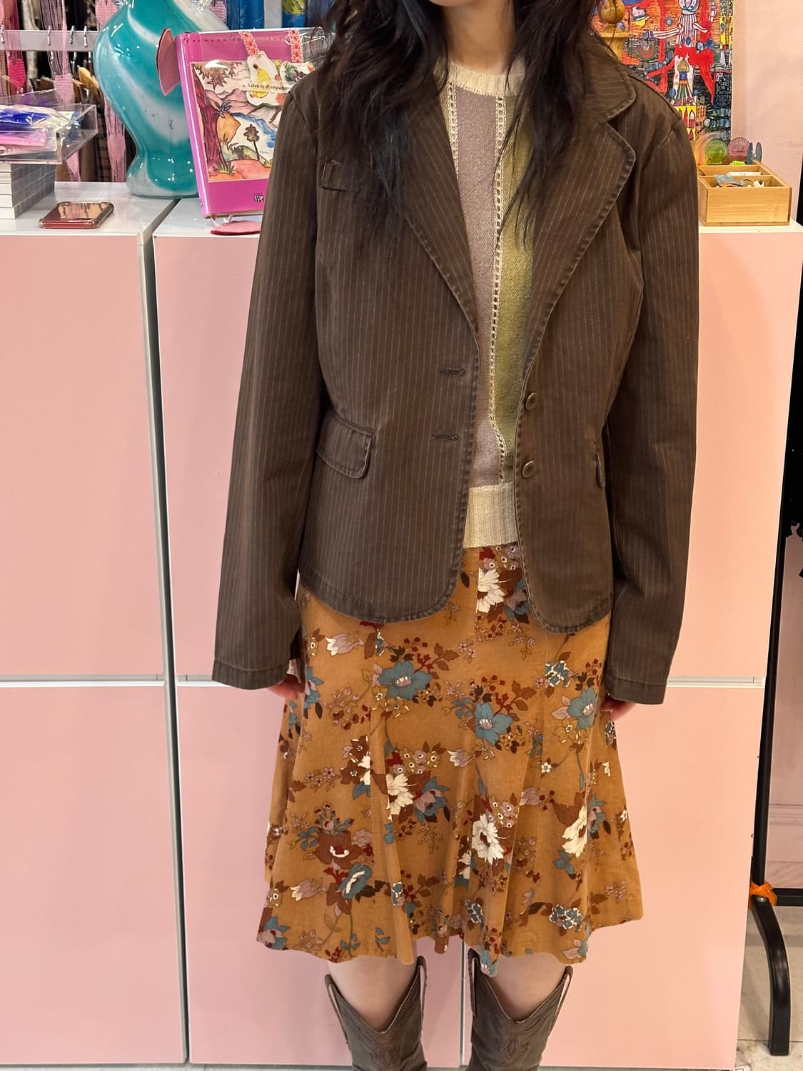 y2k 브라운 스트라이프 자켓 상품이미지8