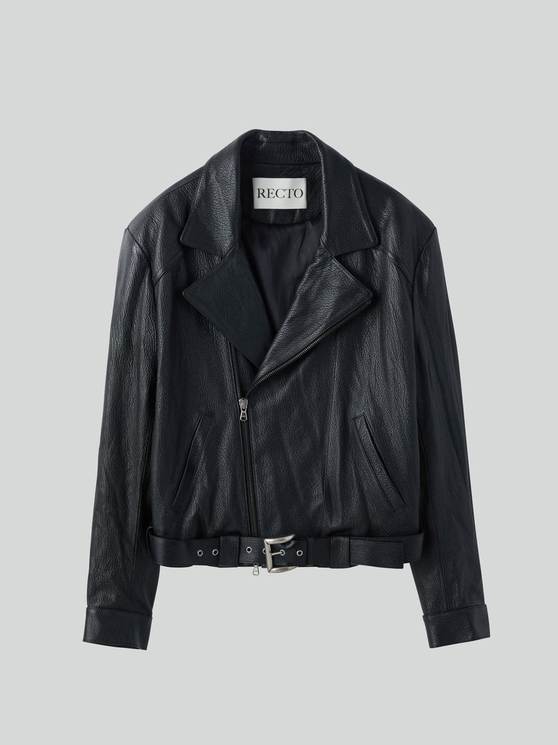 [새상품] 렉토 26SS 빈티지 이펙트 레더 바이커 점퍼 자켓 블랙 상품이미지1