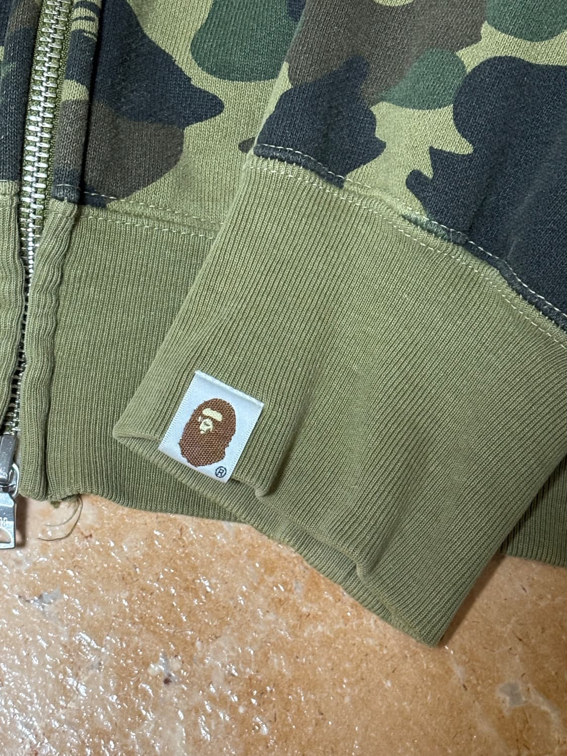 베이프 퍼스트 카모 샤크 풀 집 후드 아미 그린 XL 상품이미지3