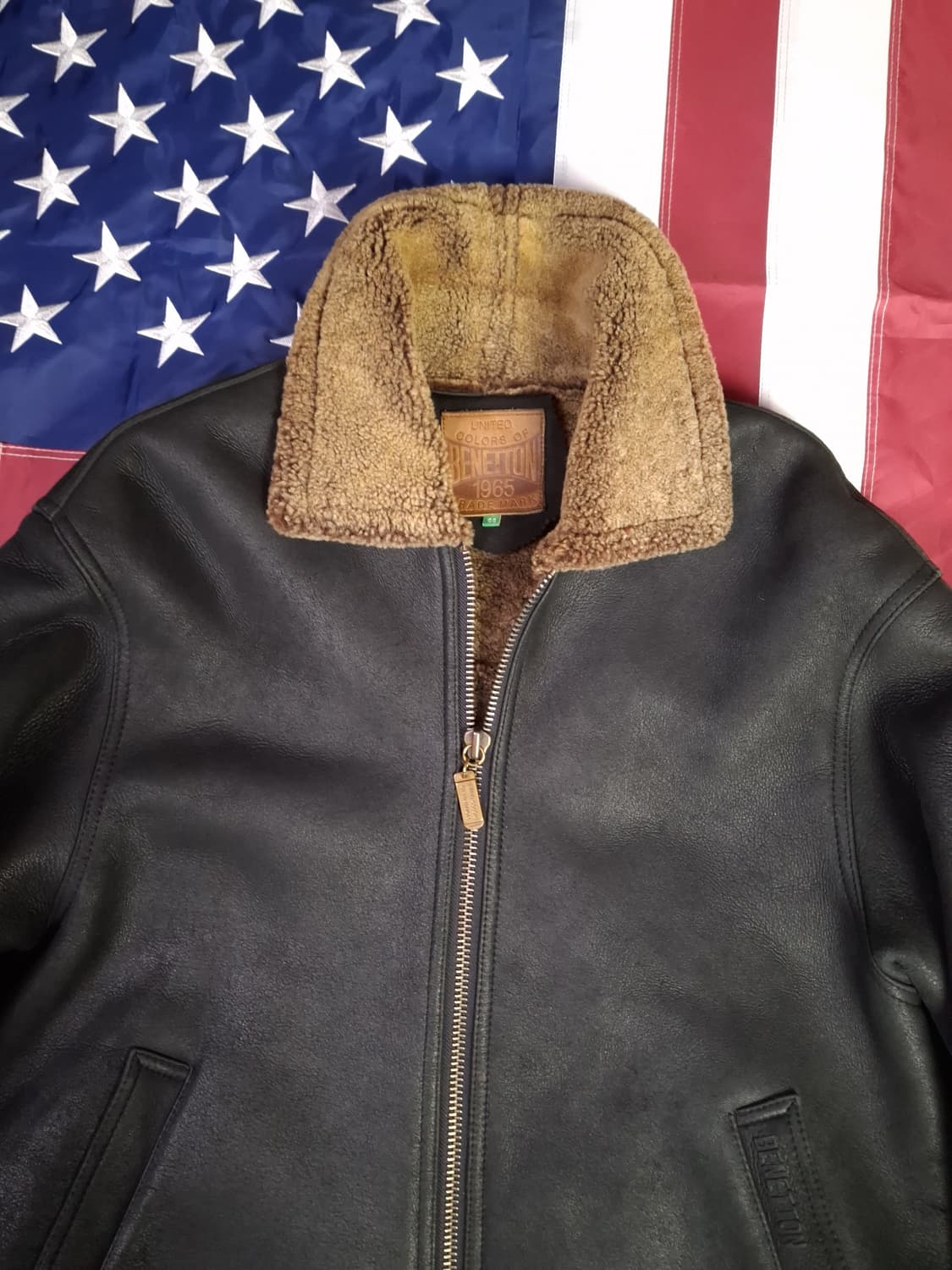 오리지날 90's 베네통 빈티지 리얼레더 무스탕 상품이미지2