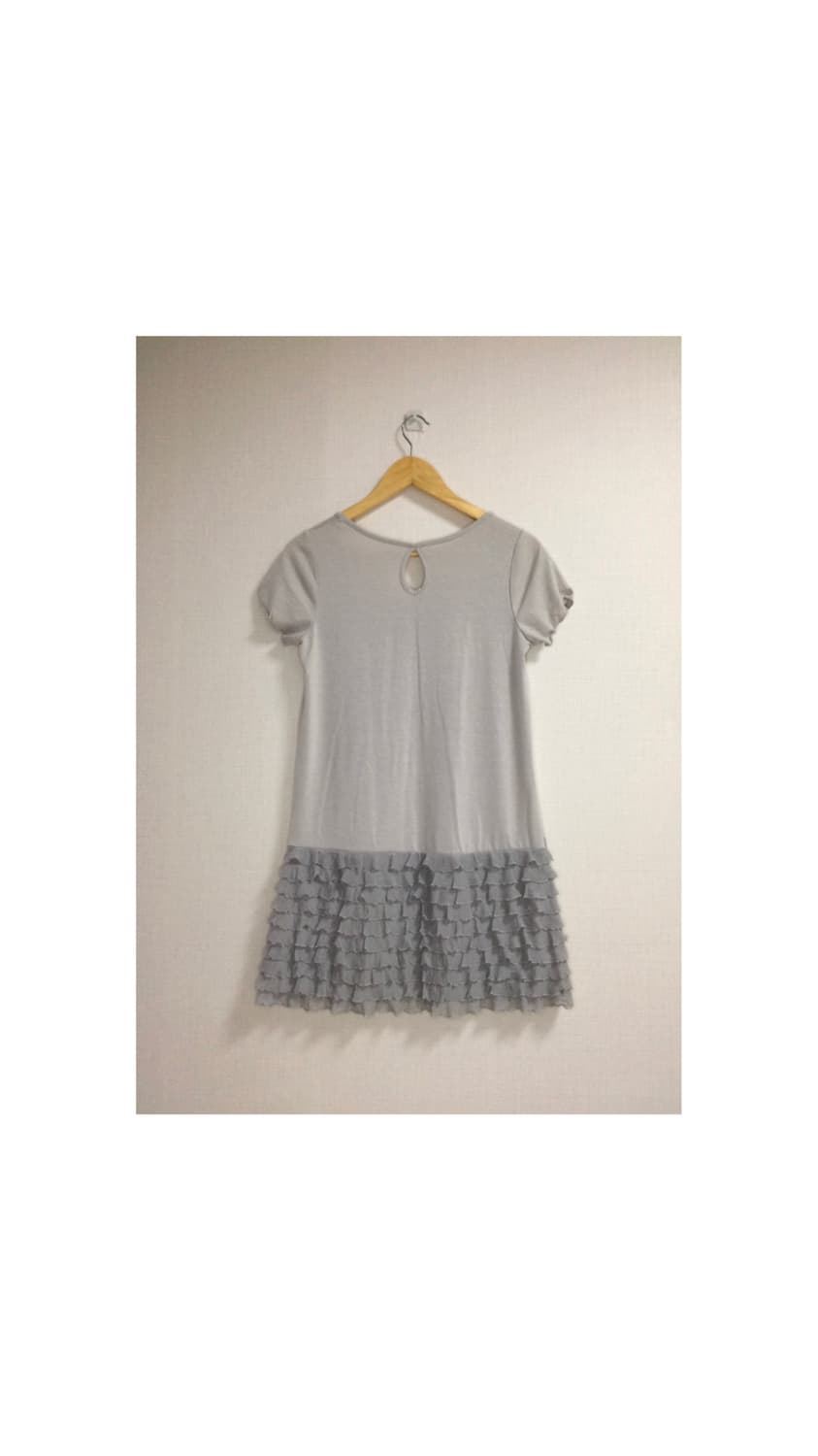 빈티지 연그레이 겹프릴 롱 티셔츠 반팔 튜닉 상품이미지4