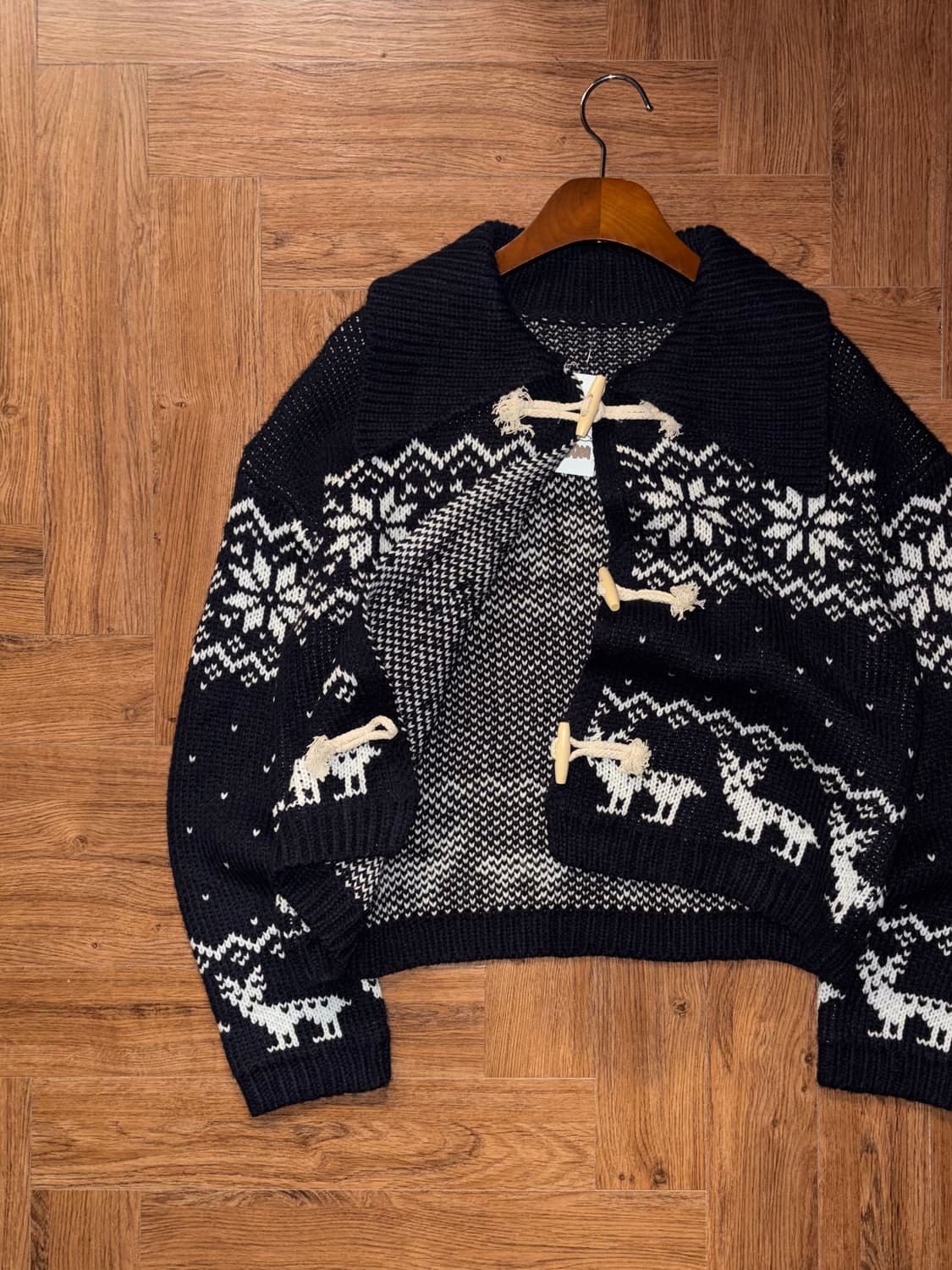 빈티지 노르딕 떡볶이 니트가디건 상품이미지6