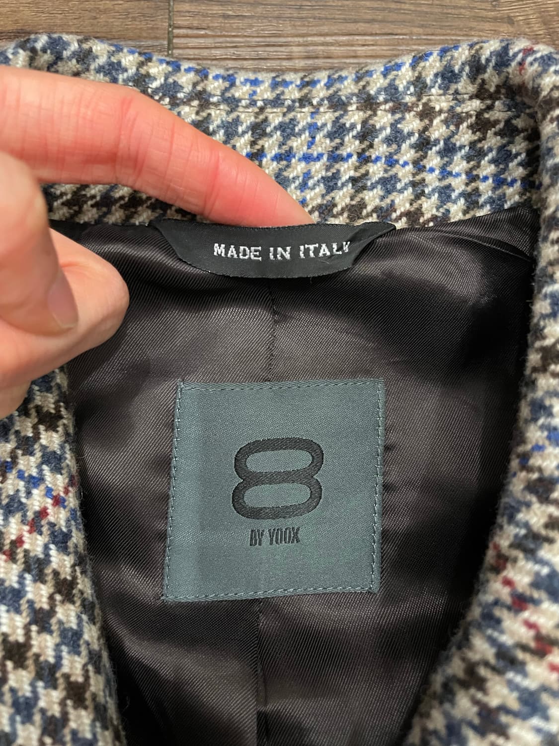 8 by YOOX 이태리제 하운드투스 체크 울 카코트 상품이미지5