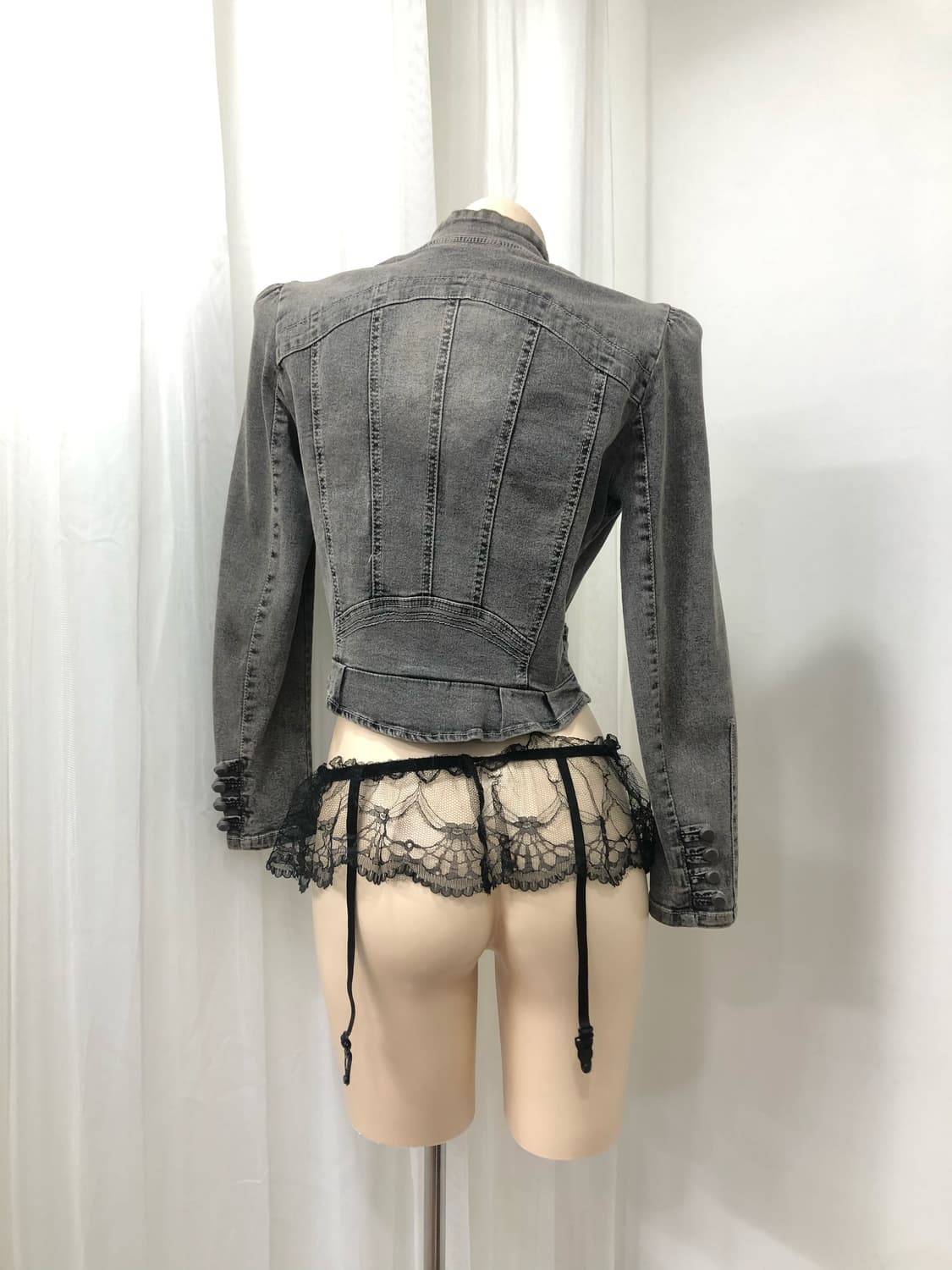 gray  rock chic panel detail denim jacke 상품이미지2