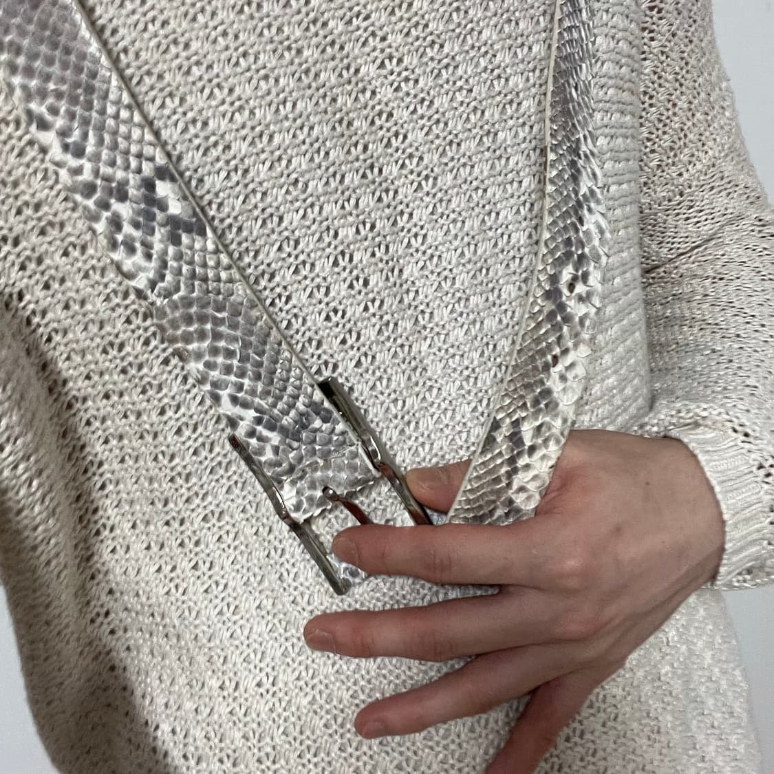 REAL WHITE SNAKE SCALE BELT 상품이미지2
