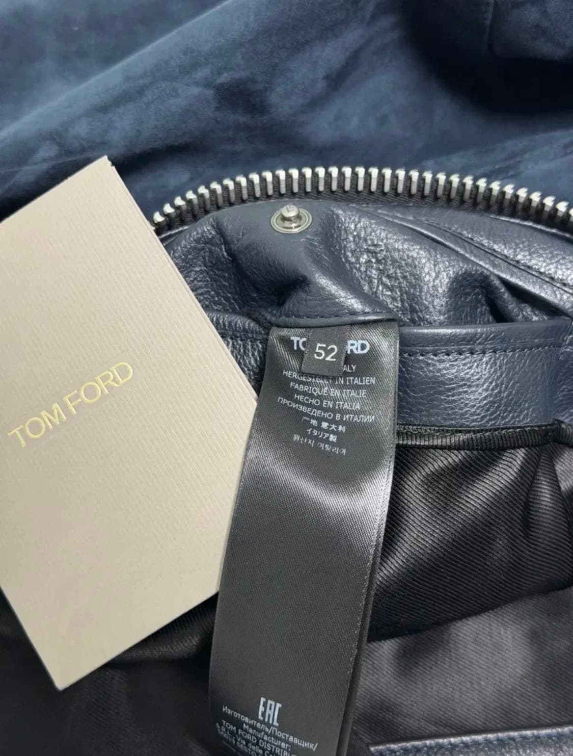 새상품 톰포드 레더트리밍 스웨이드 블루종 자켓 52 정품택O 상품이미지3