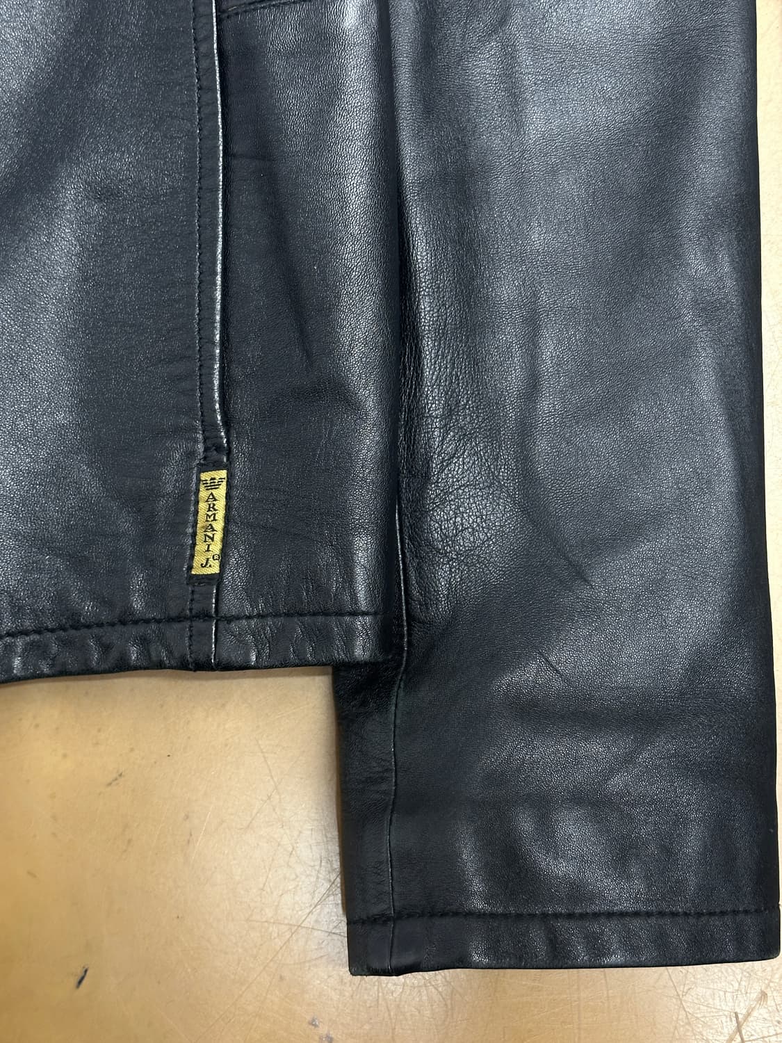 00s ARMANI JEANS 라이더 레더 자켓 L 상품이미지5