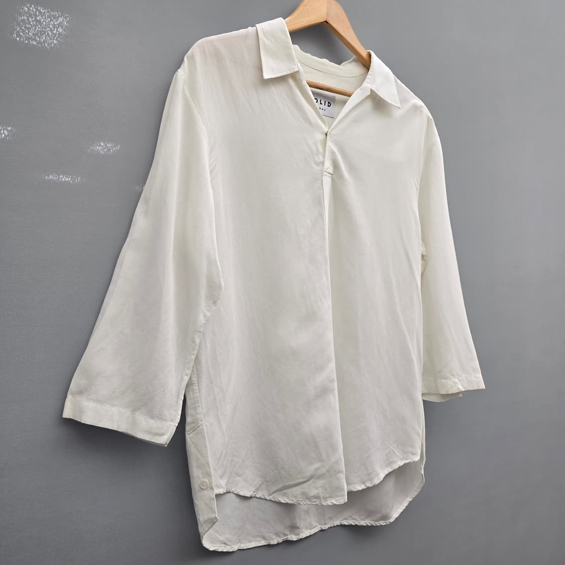솔리드 옴므 7부 소매 셔츠 화이트 상품이미지3